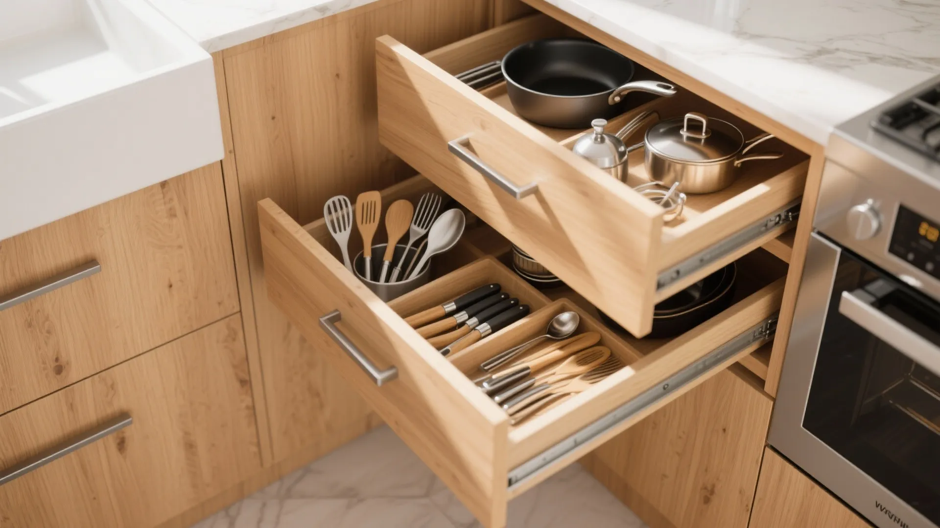 6. Corner Drawers Instead of Dead Space