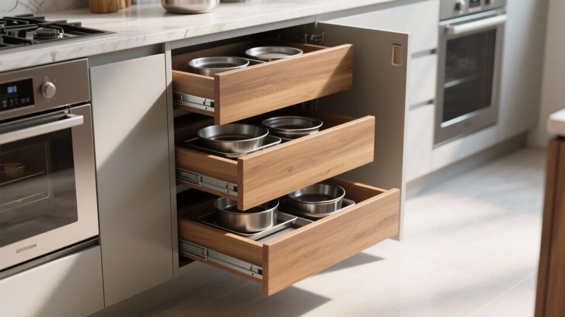 3. Corner drawers and diagonal cabinets