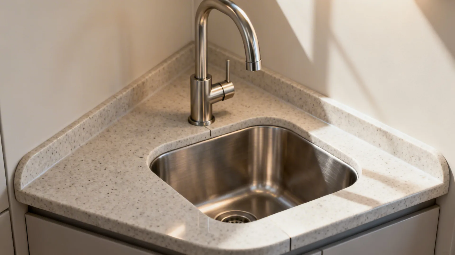 Corner basin placement to unlock a tight galley or L-shape