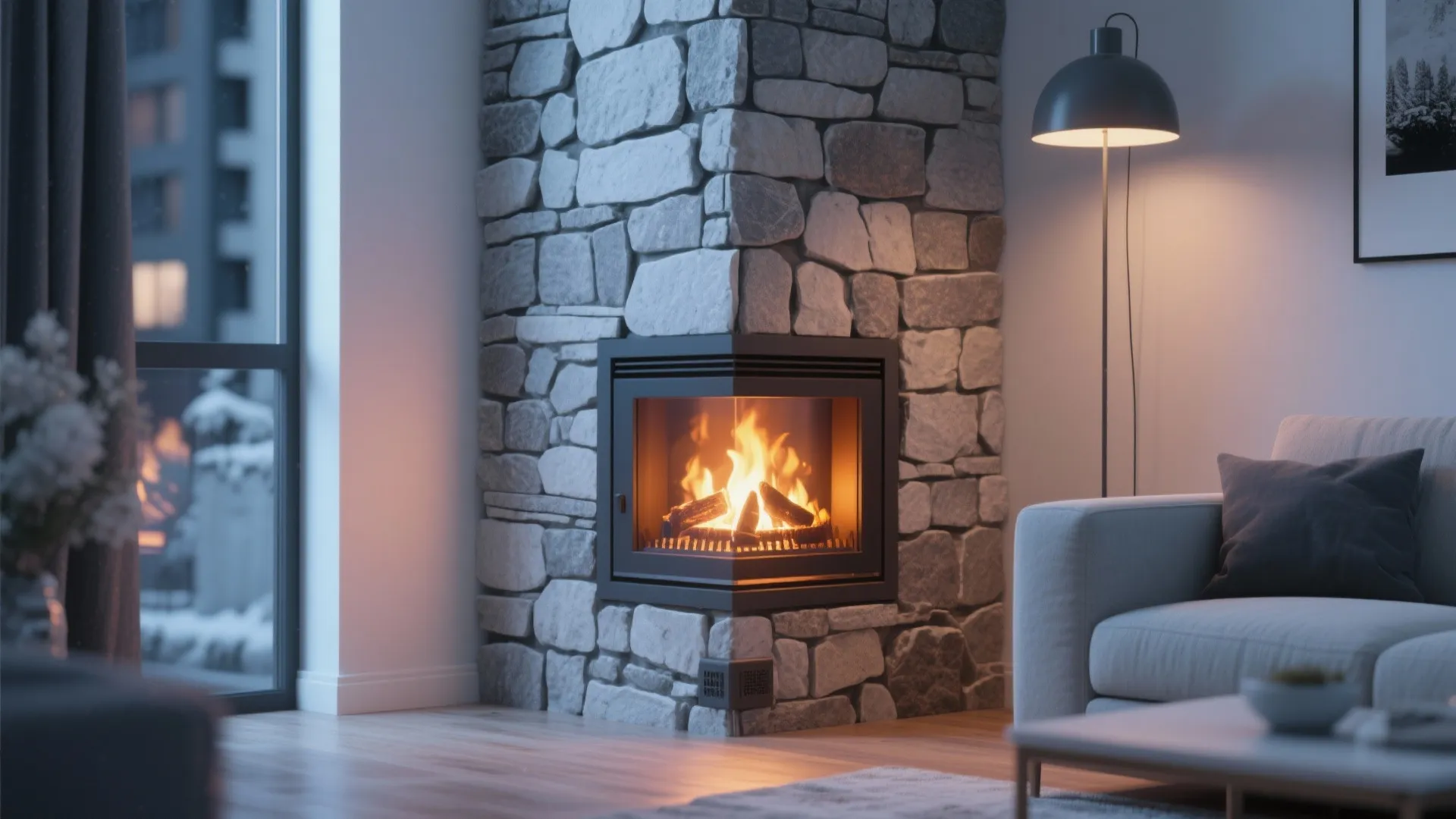 9. Corner Fireplace or Faux Fireplace