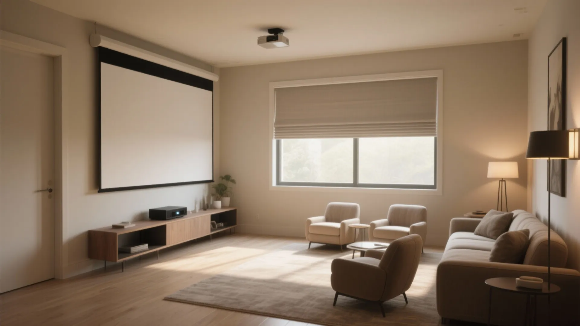4. Corner entertainment nook or projector wall