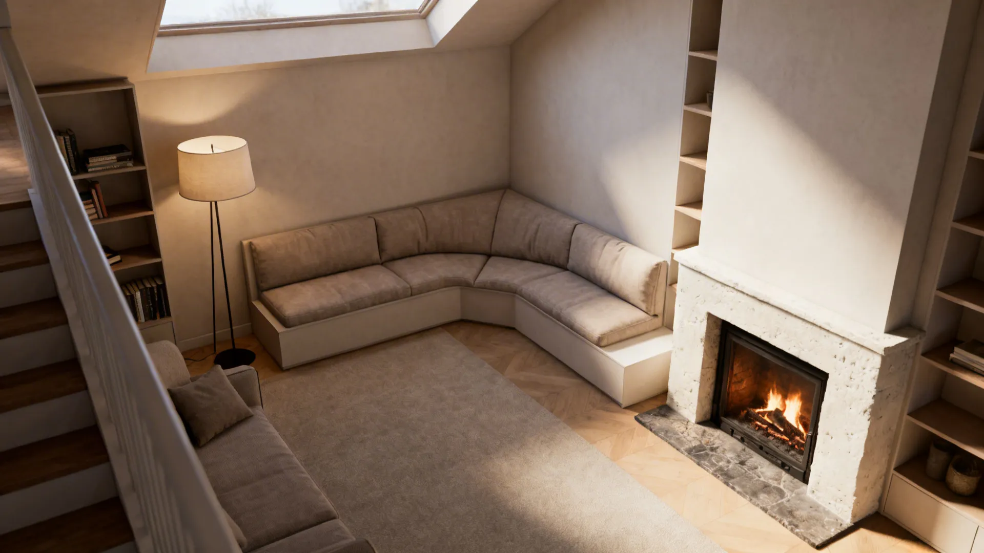 5. Corner Fireplace with Angled Seating
