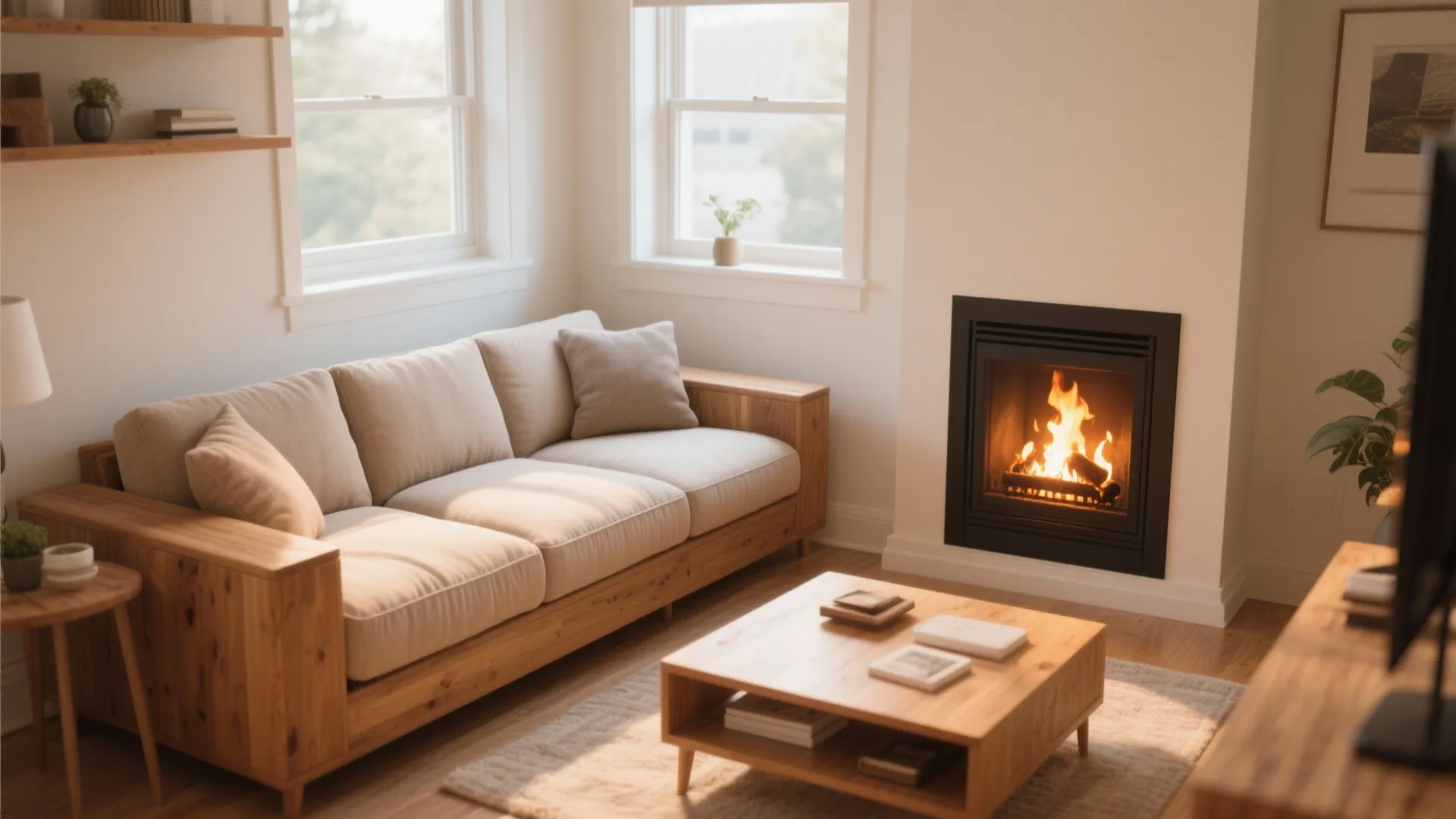 Clever Corner Fireplace Arrangement