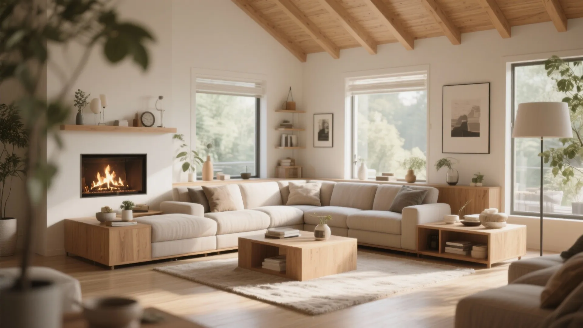 2. Corner Fireplace with Modular Seating