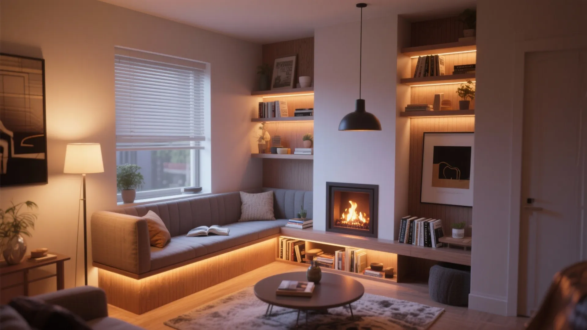 10. Corner Fireplace Nook