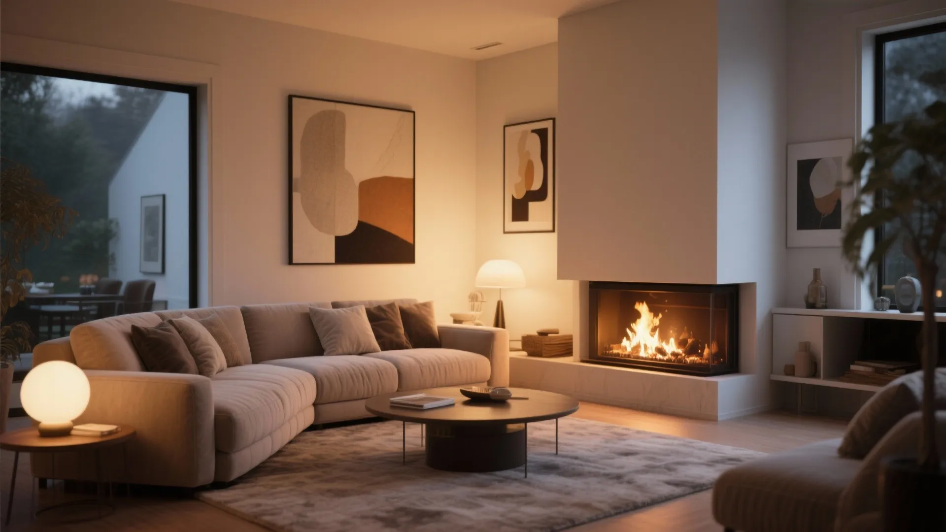 2. Wrap-Around Sectional with Corner Fireplace