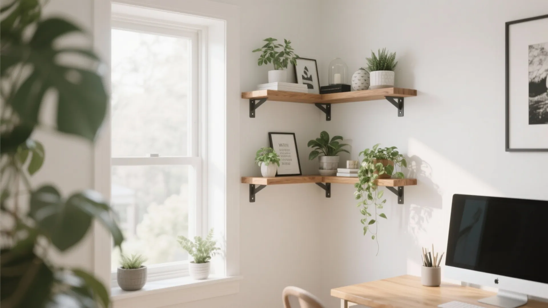 6. Corner Floating Shelves