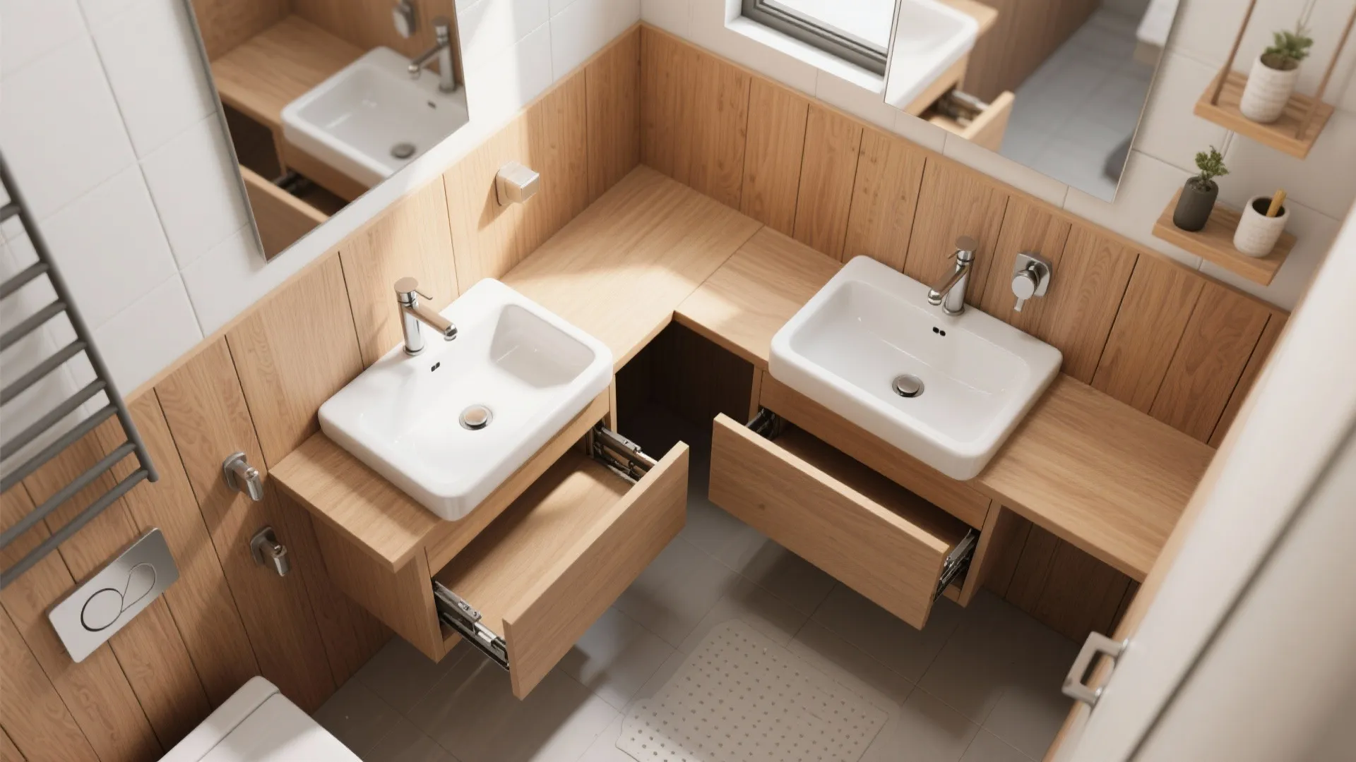 3. Corner Stations with Fold-Down Counters