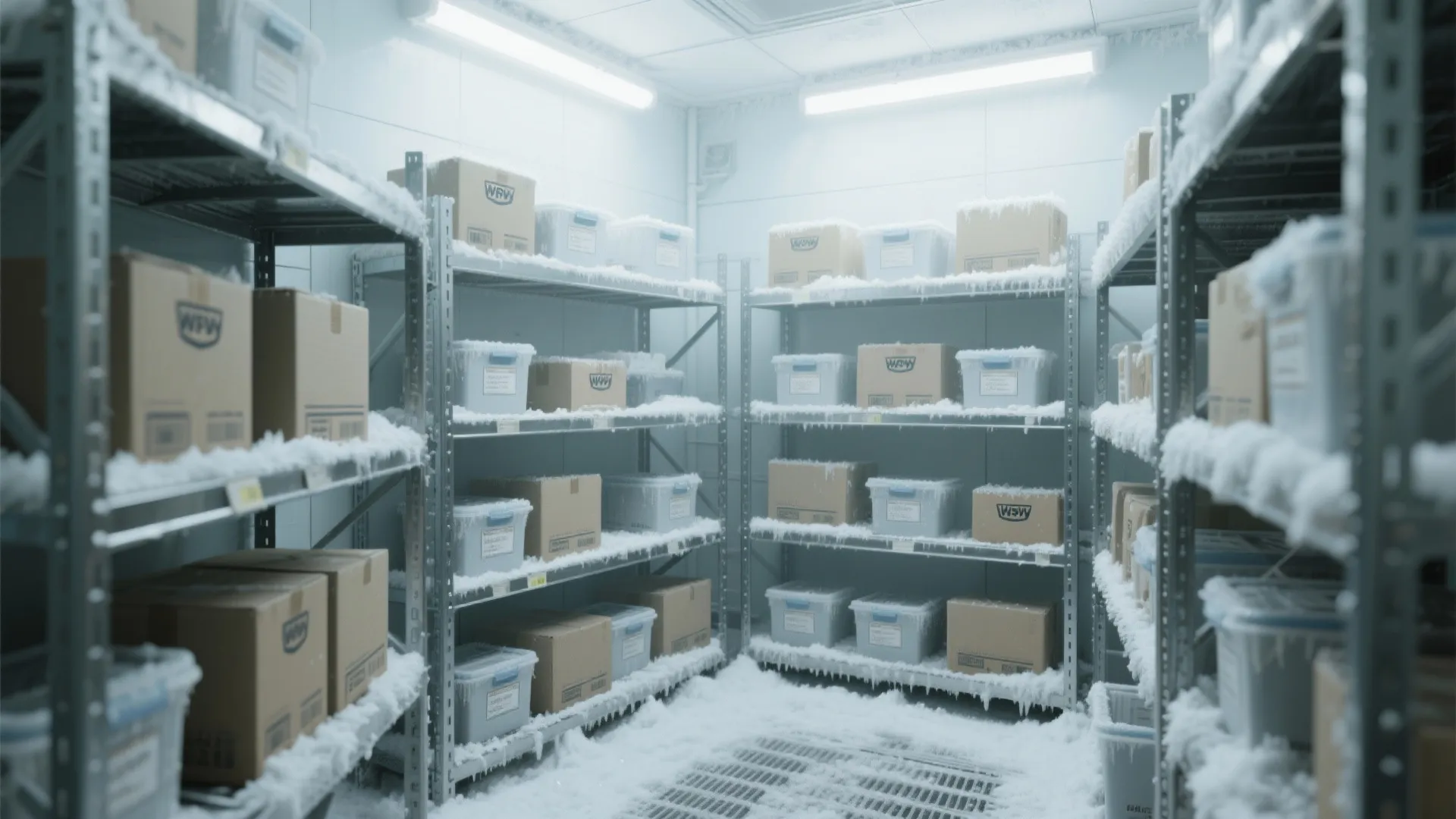 Stainless steel freezer room corner shelving