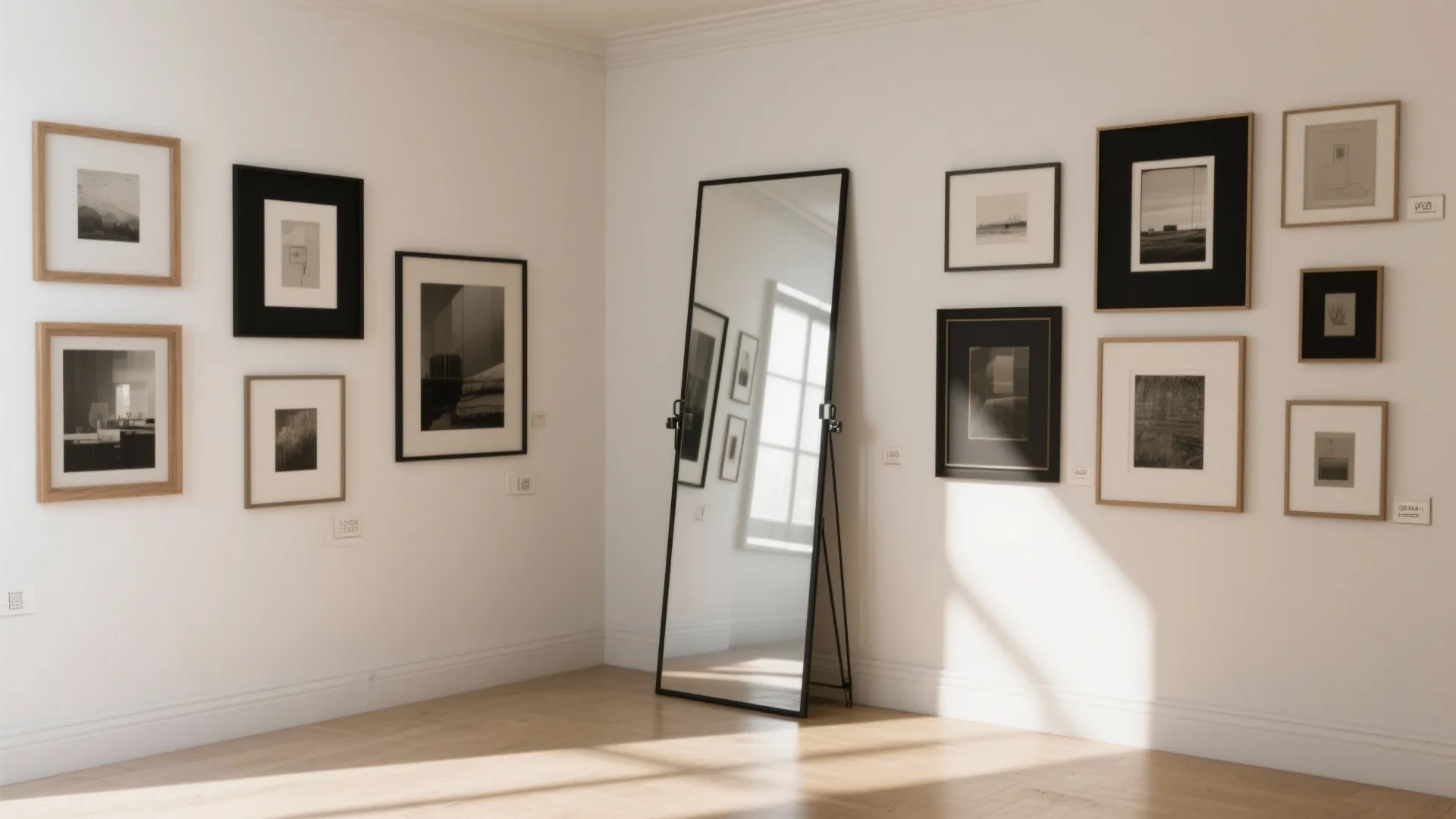 2) Corner Gallery Wall + Mirror Combo