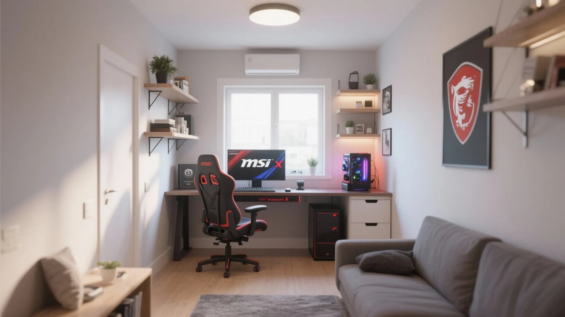 Compact corner gaming setup