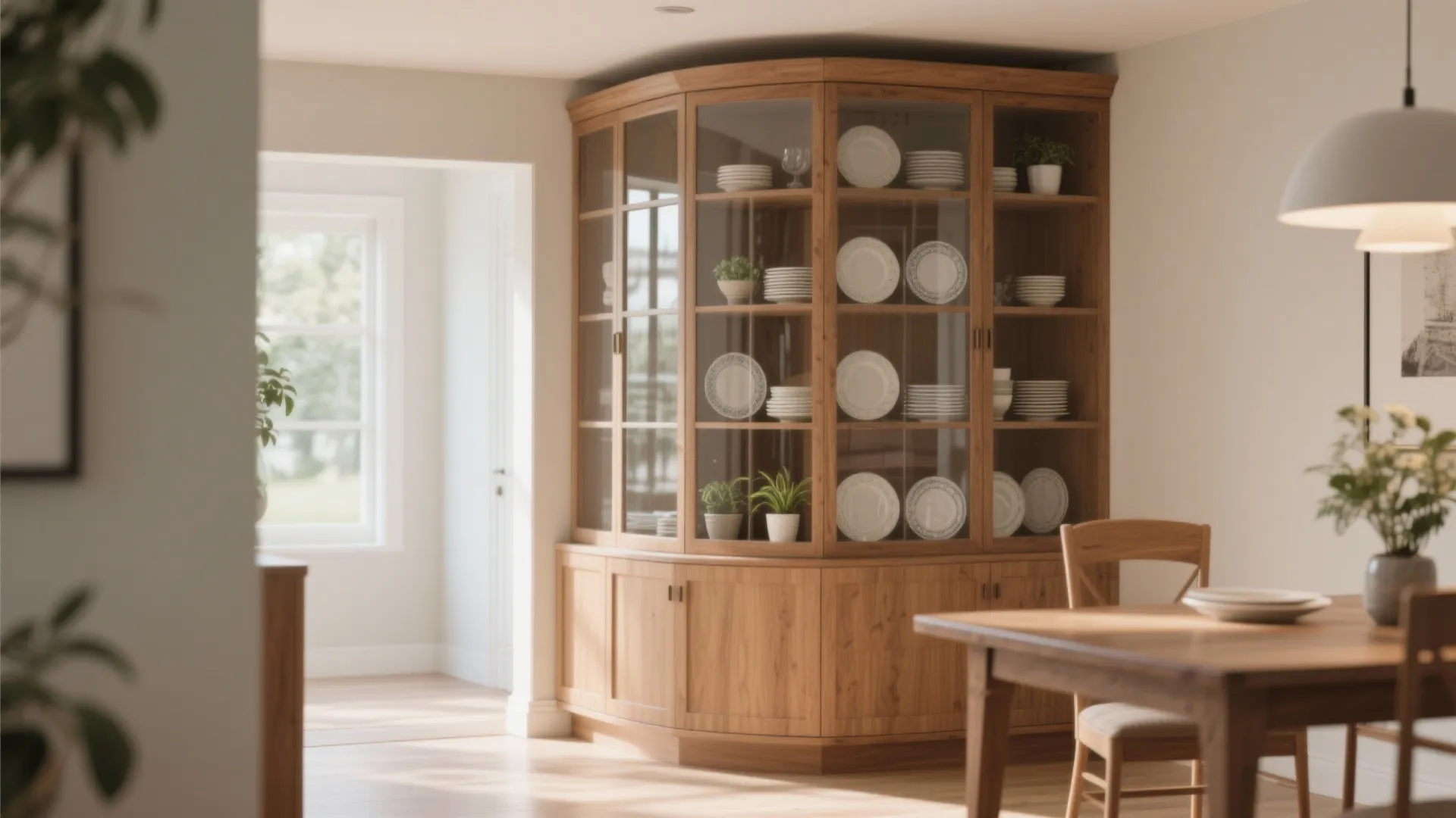 5. Corner Glass Hutch for Tight Spaces