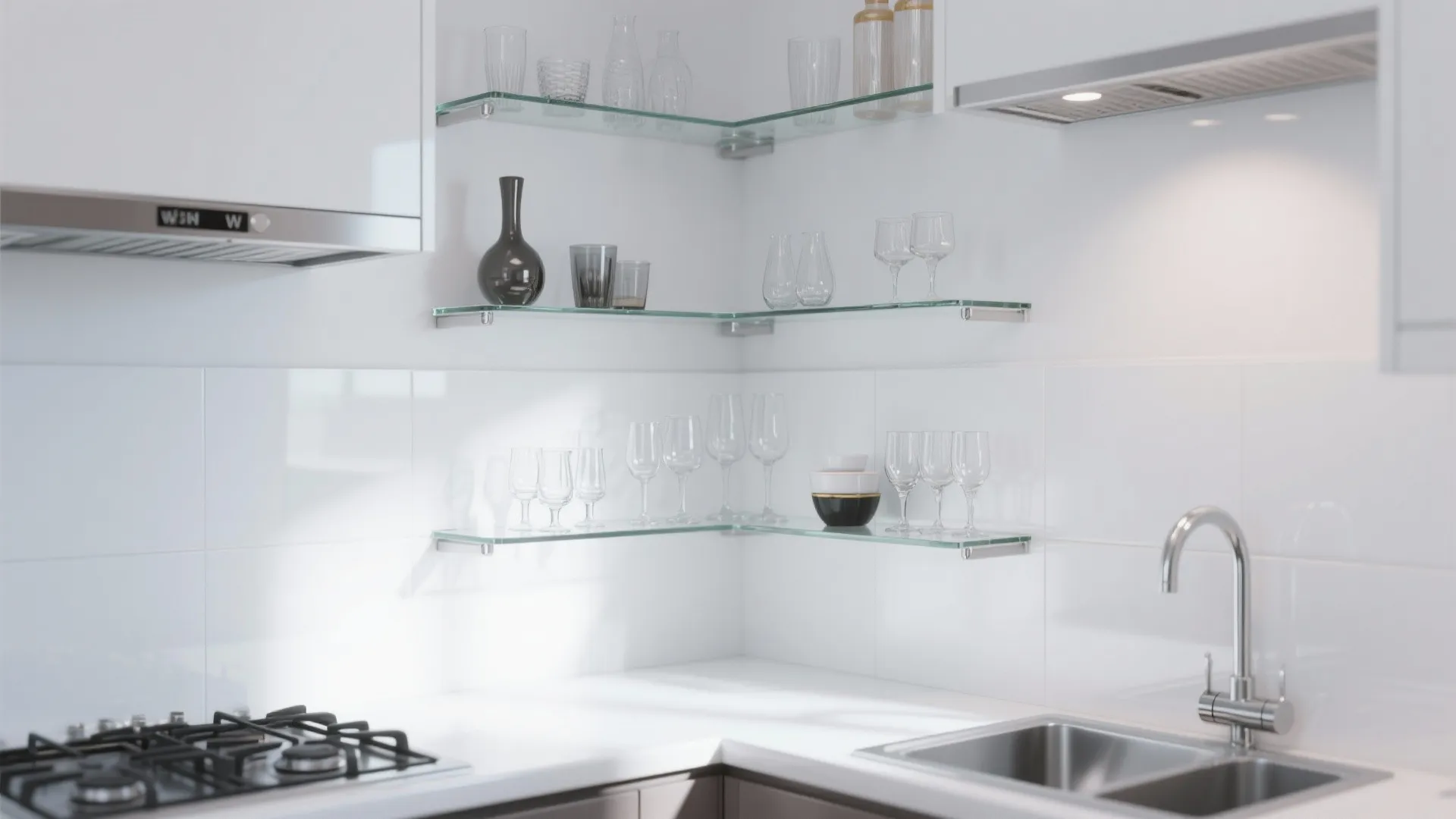 8. Corner Glass Shelves