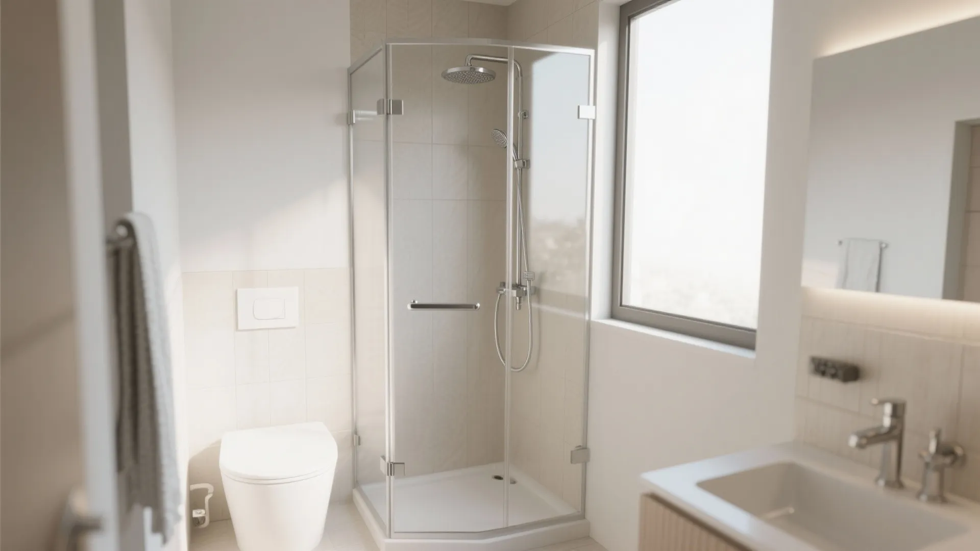 4. Corner Shower with Glass Enclosure