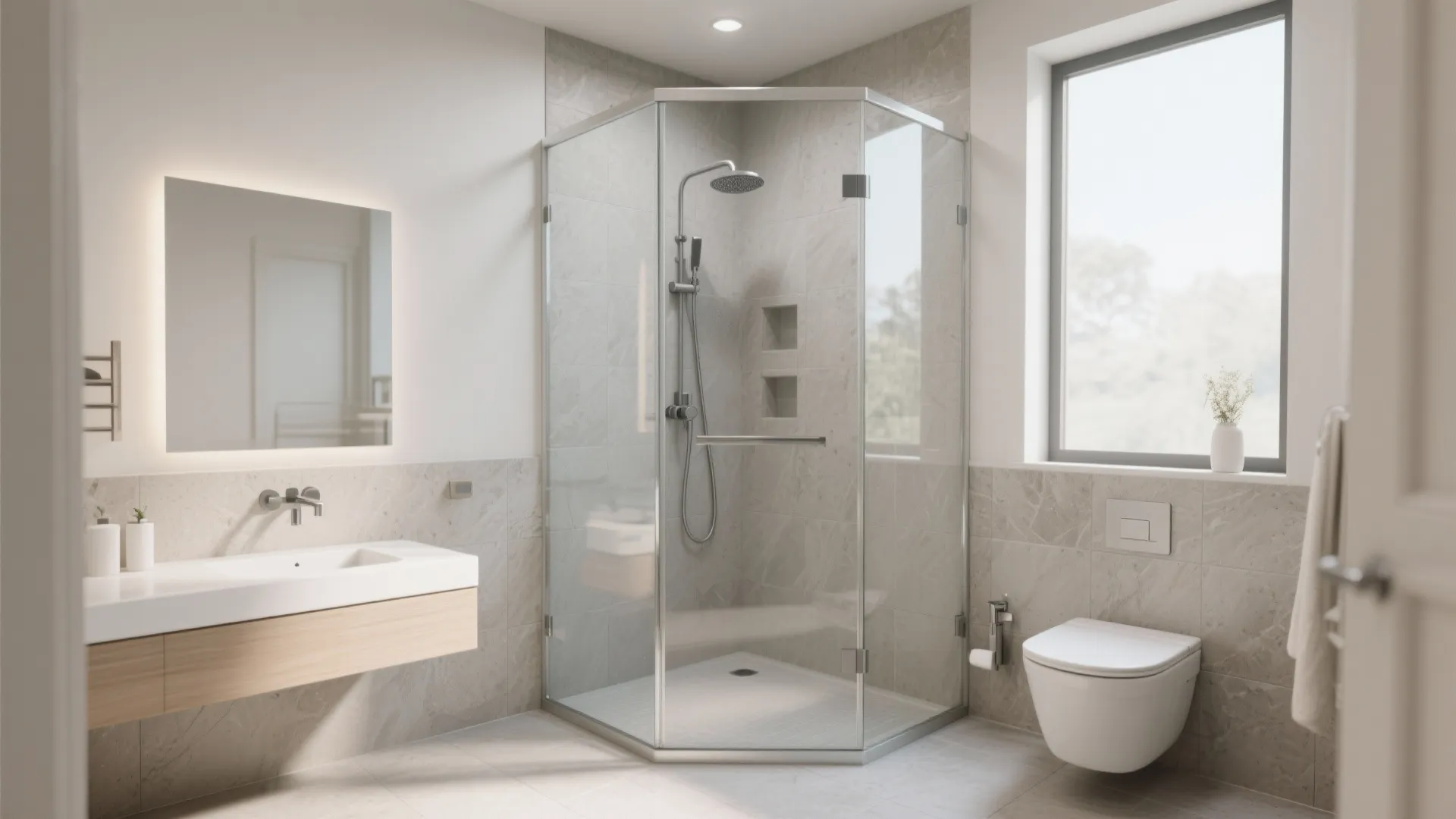 1. Corner Walk-In Shower
