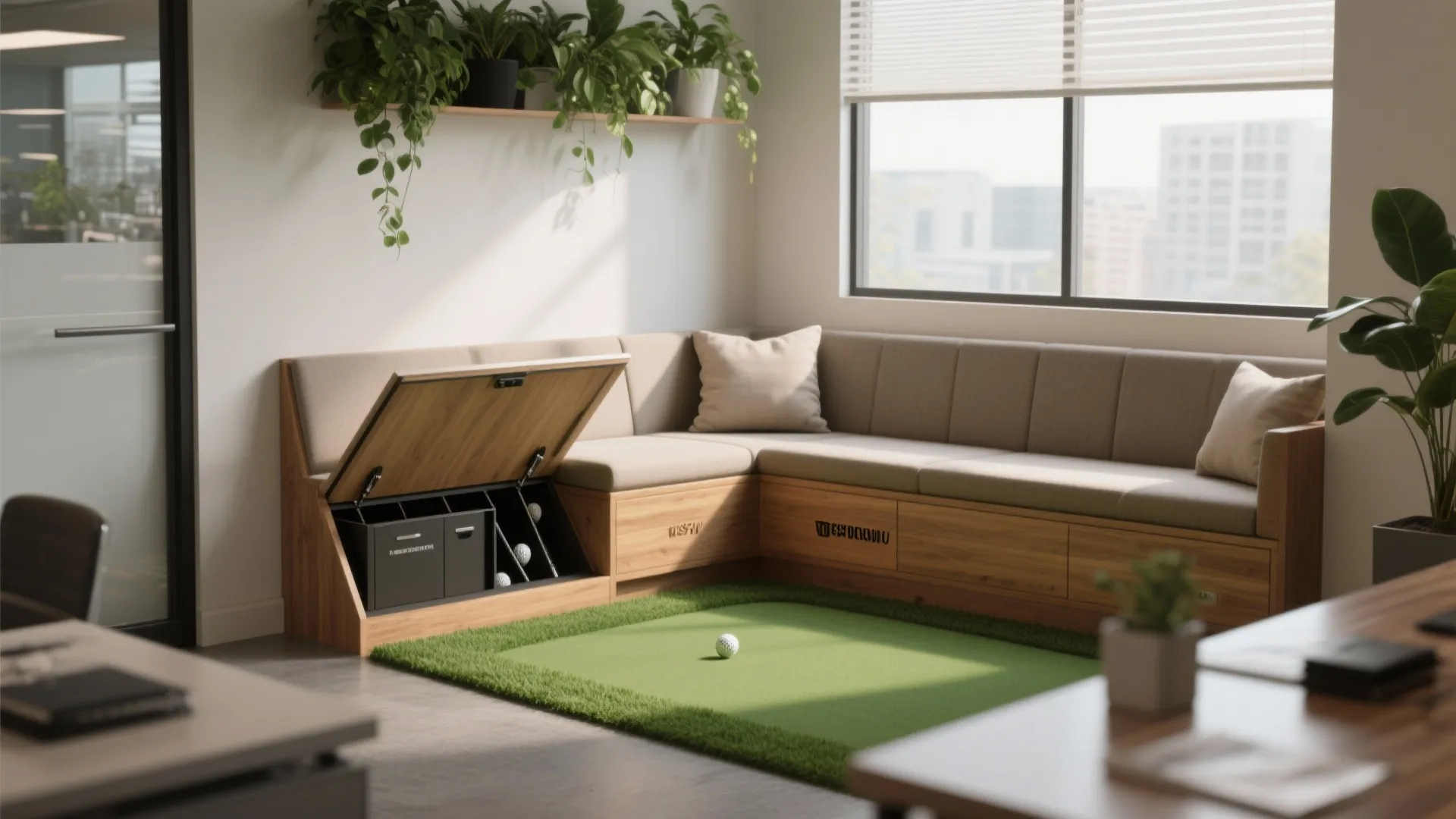 2. Corner Green with Built-in Storage
