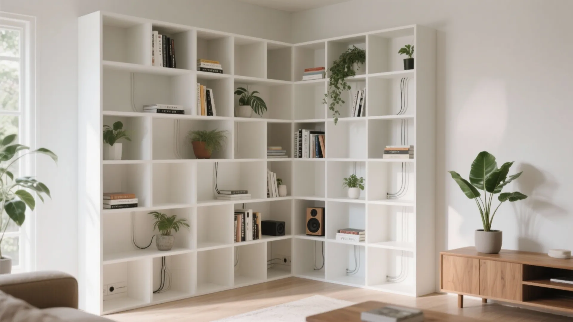 Corner-wrapping L-shaped box grid