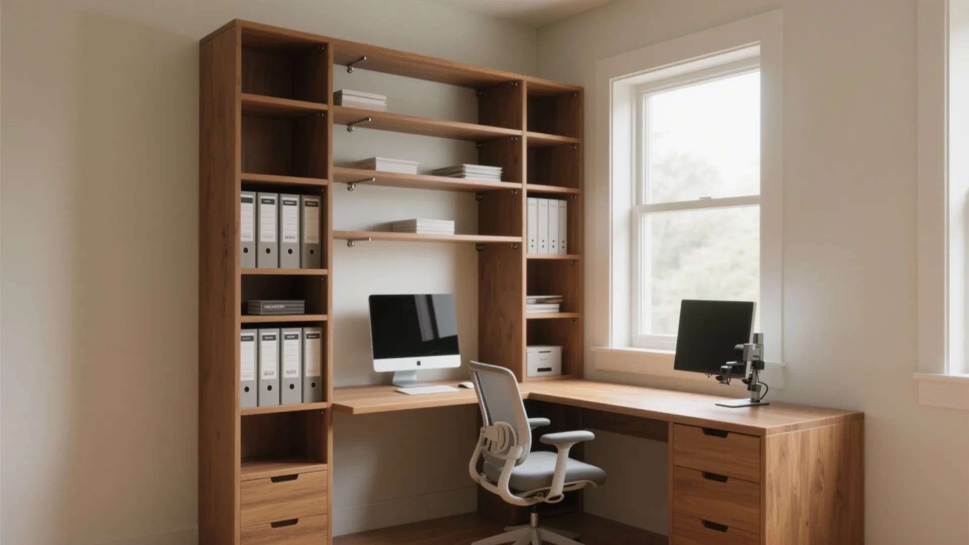 Corner Unit Hutch Desk with Vertical Storage