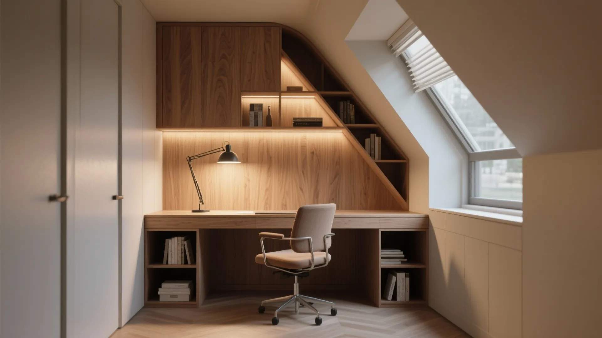 4. Corner hutch for a nook-style desk