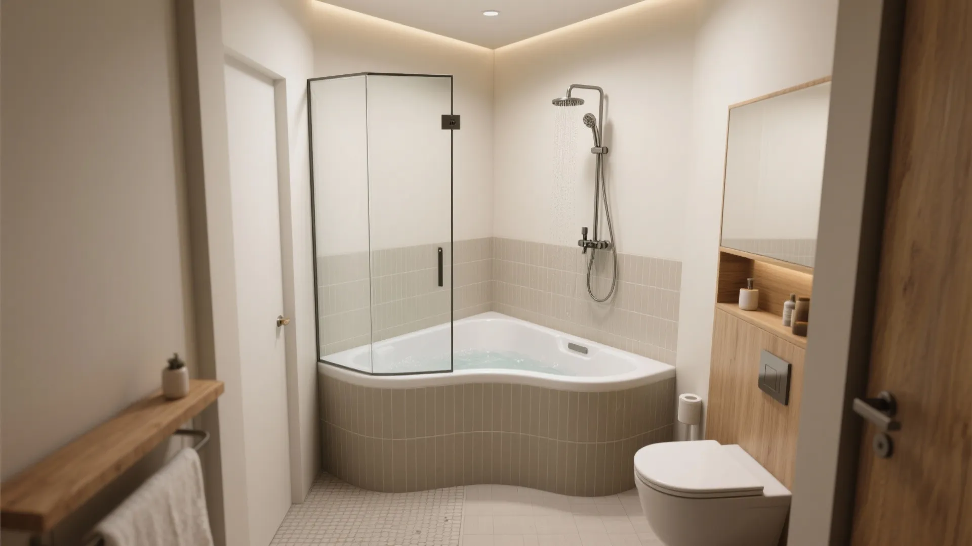 1. Corner jacuzzi with integrated shower