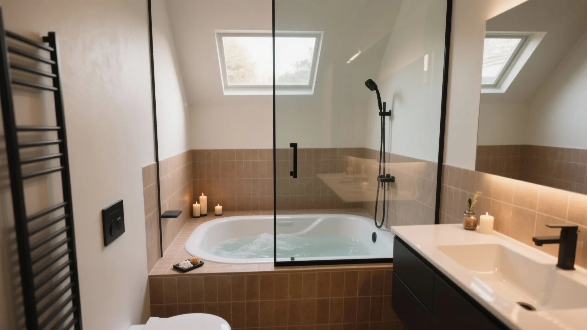 Corner Jacuzzi + Frameless Glass Enclosure