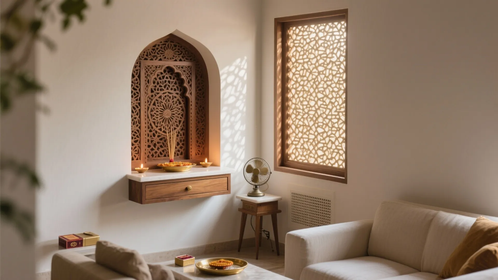 Corner Niche with Jali Screens