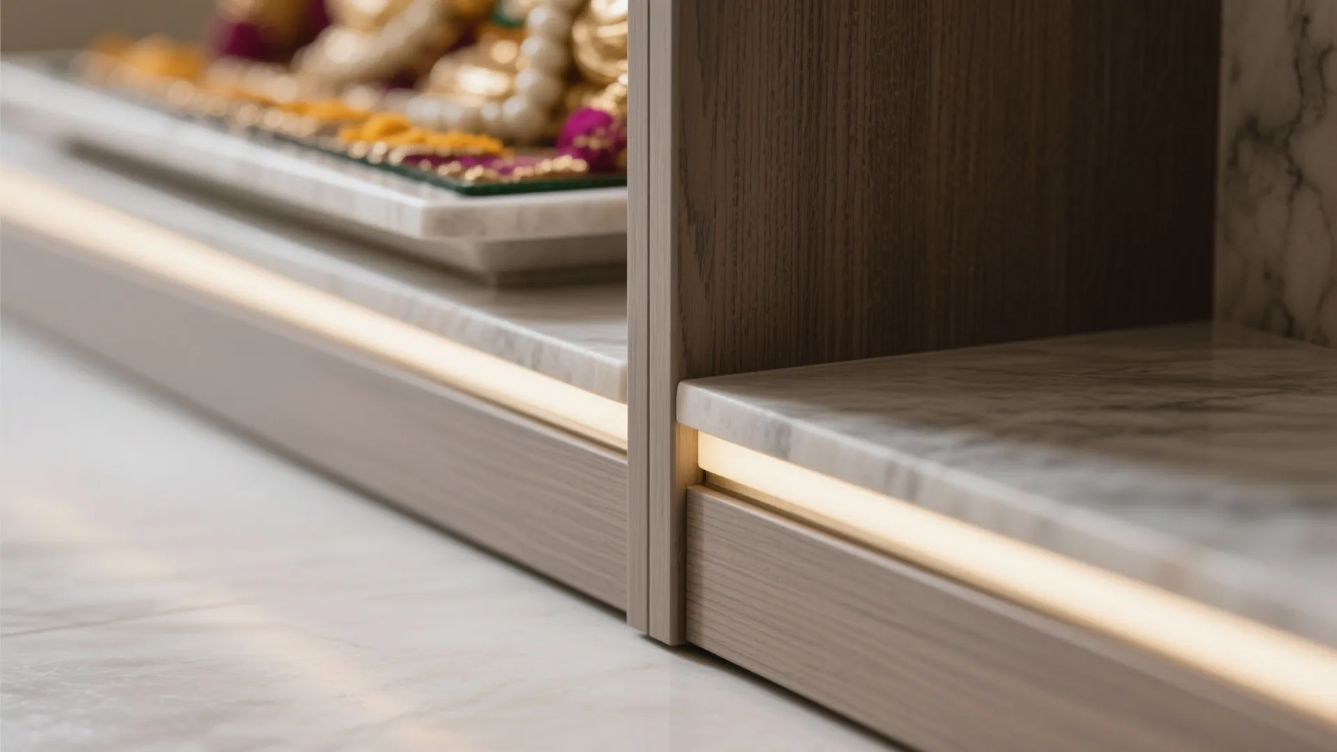 Compact L-shaped corner mandir