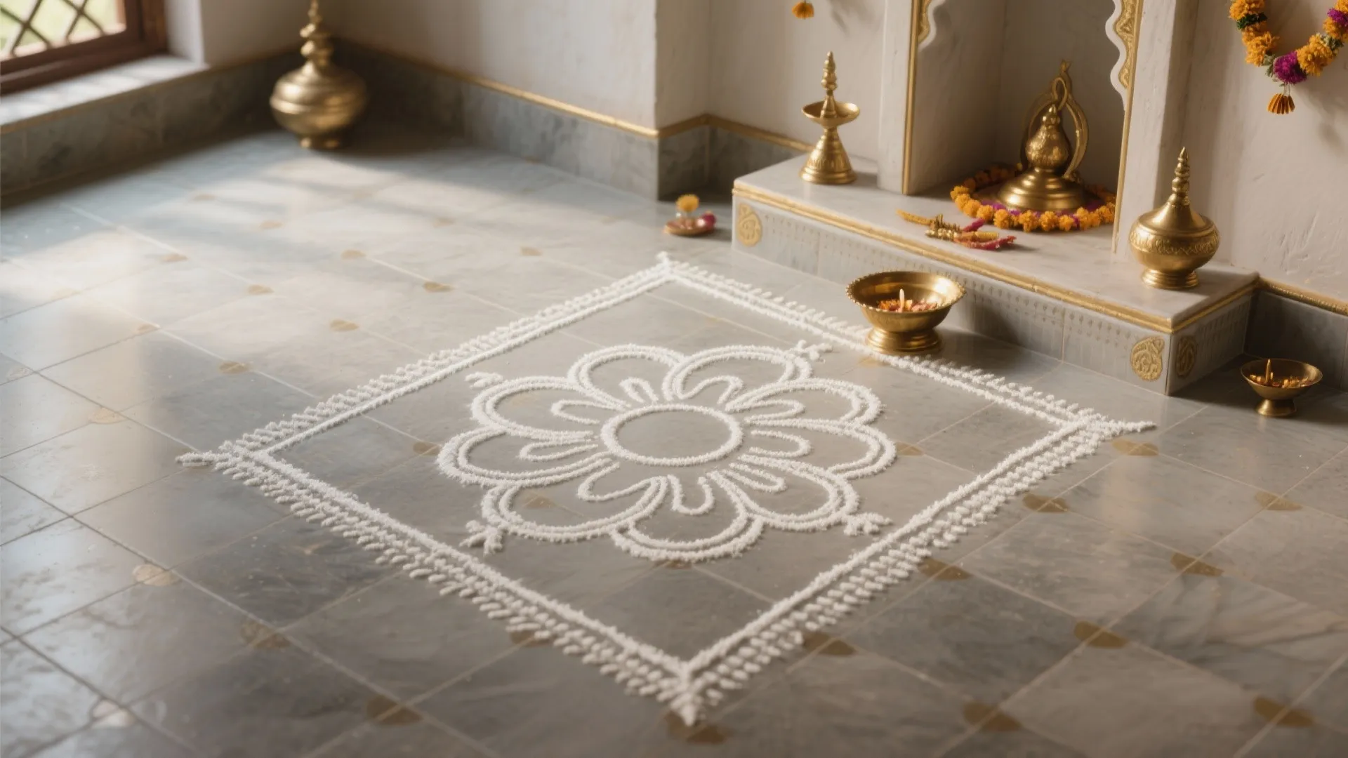 Idea 3: Corner Kolam Grid (2×2 or 3×3)