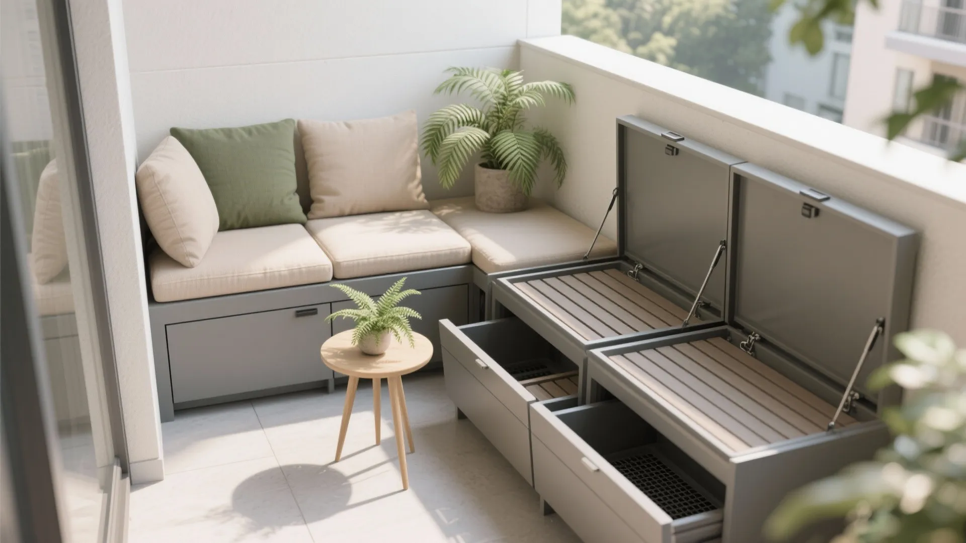 L-Shaped Corner Bench with Hidden Storage