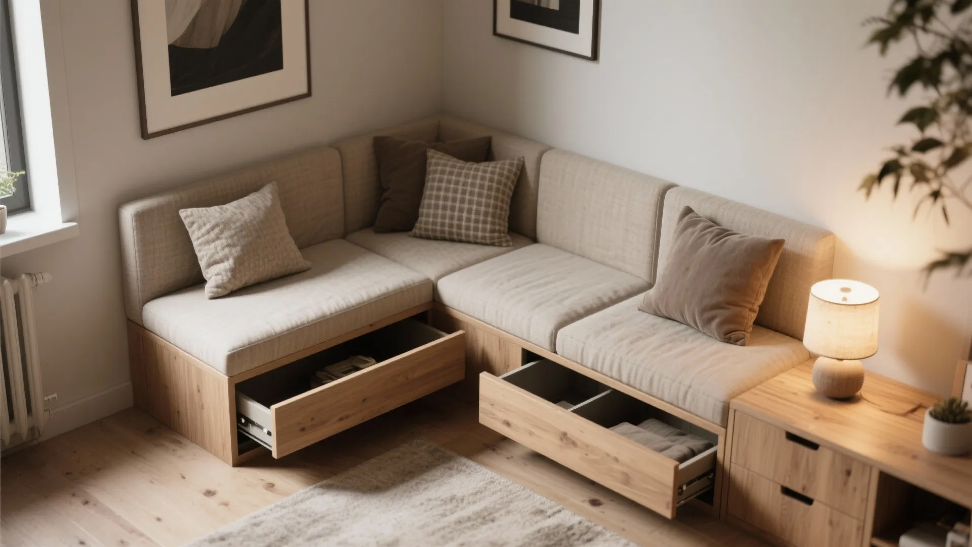 3. Corner L-shaped bench