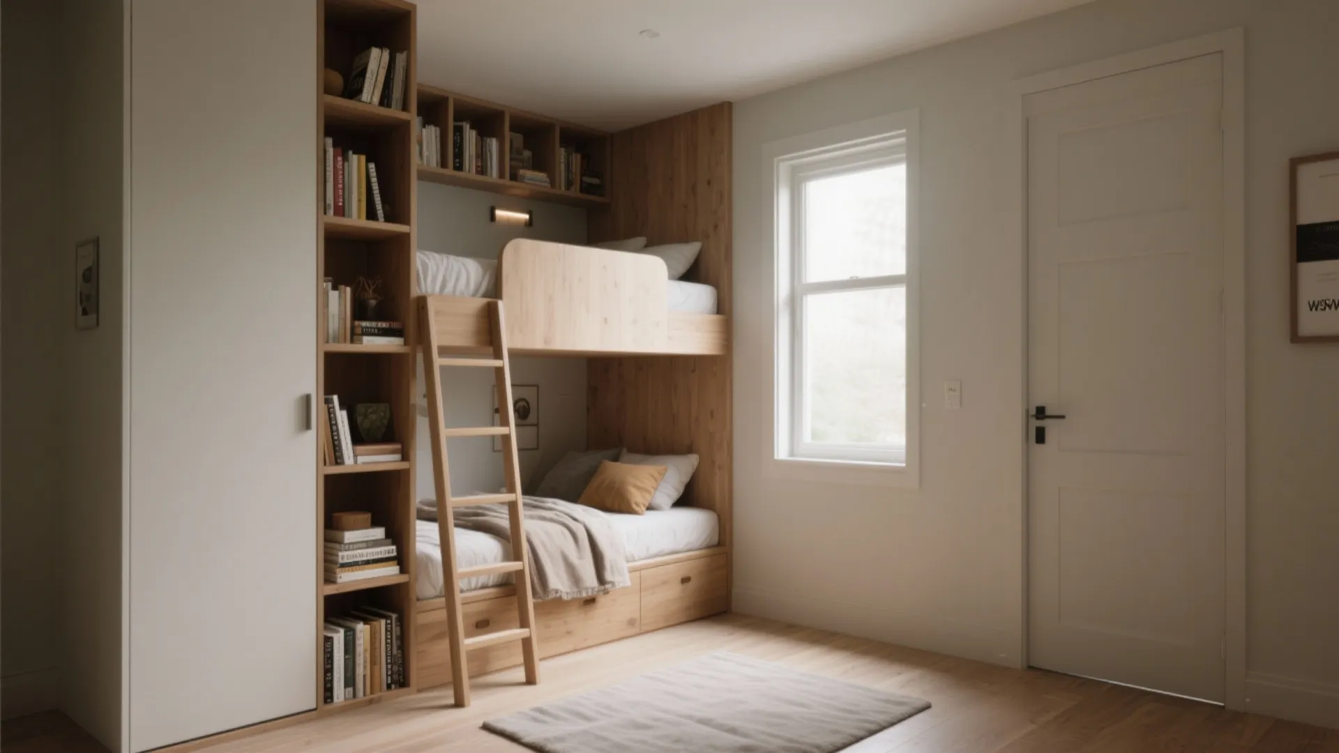 Corner L-Shape Bunk with Shelving