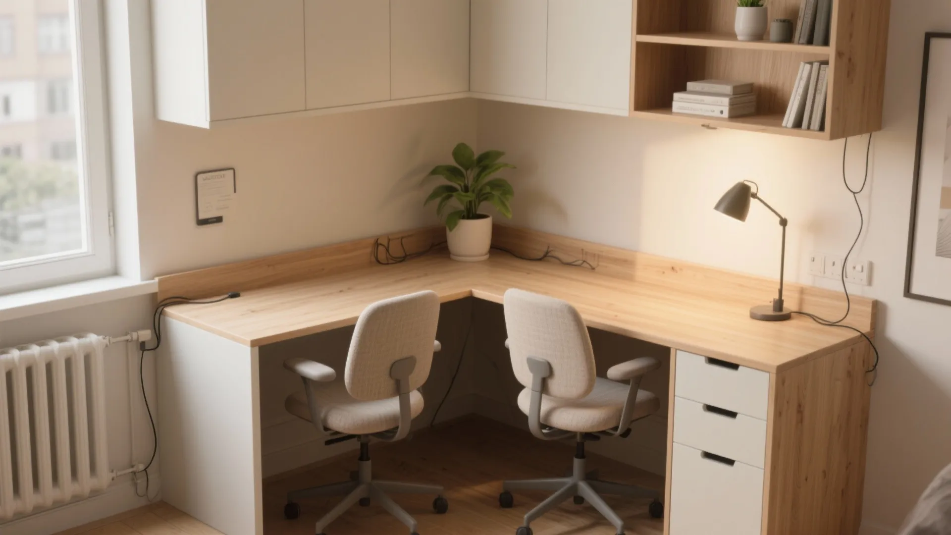 3. Corner L-shaped mini desk for two