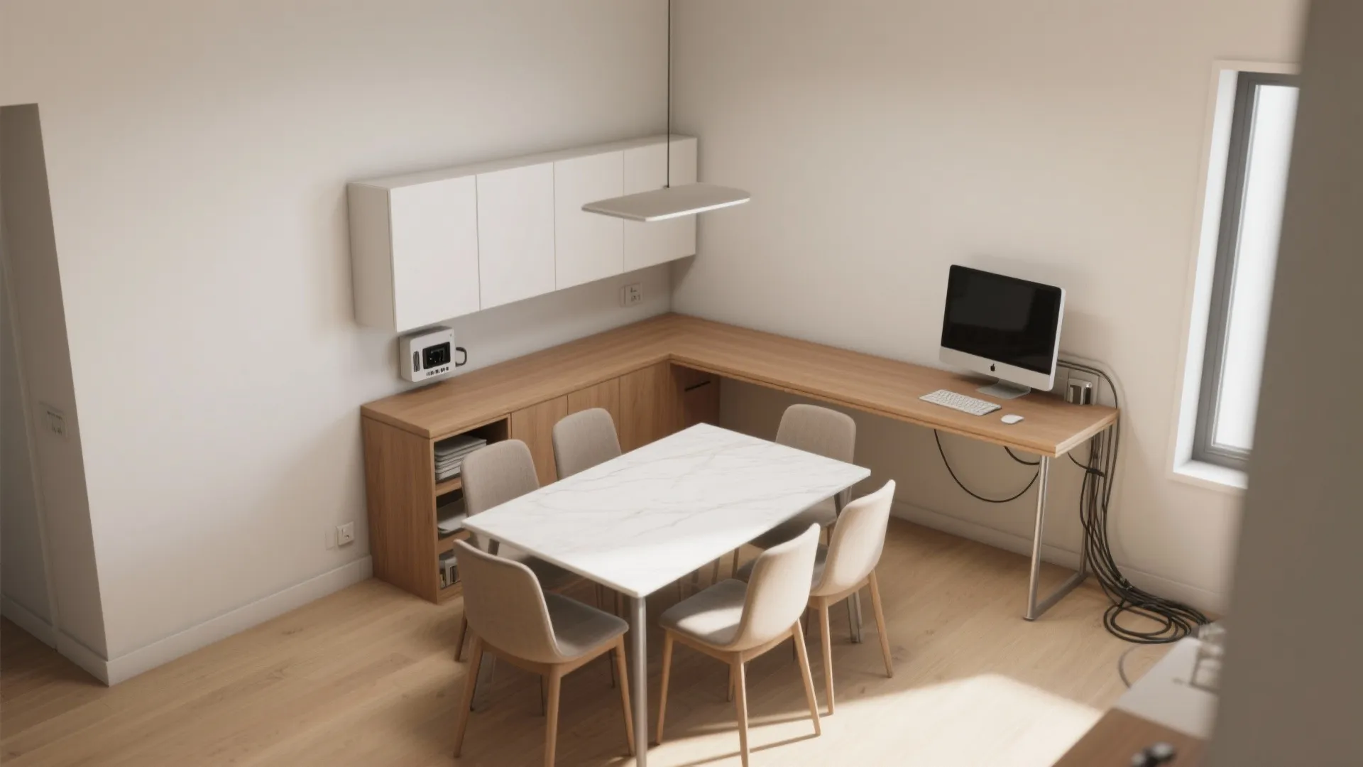 Corner L-Shaped Wall Desk with Cable Spine