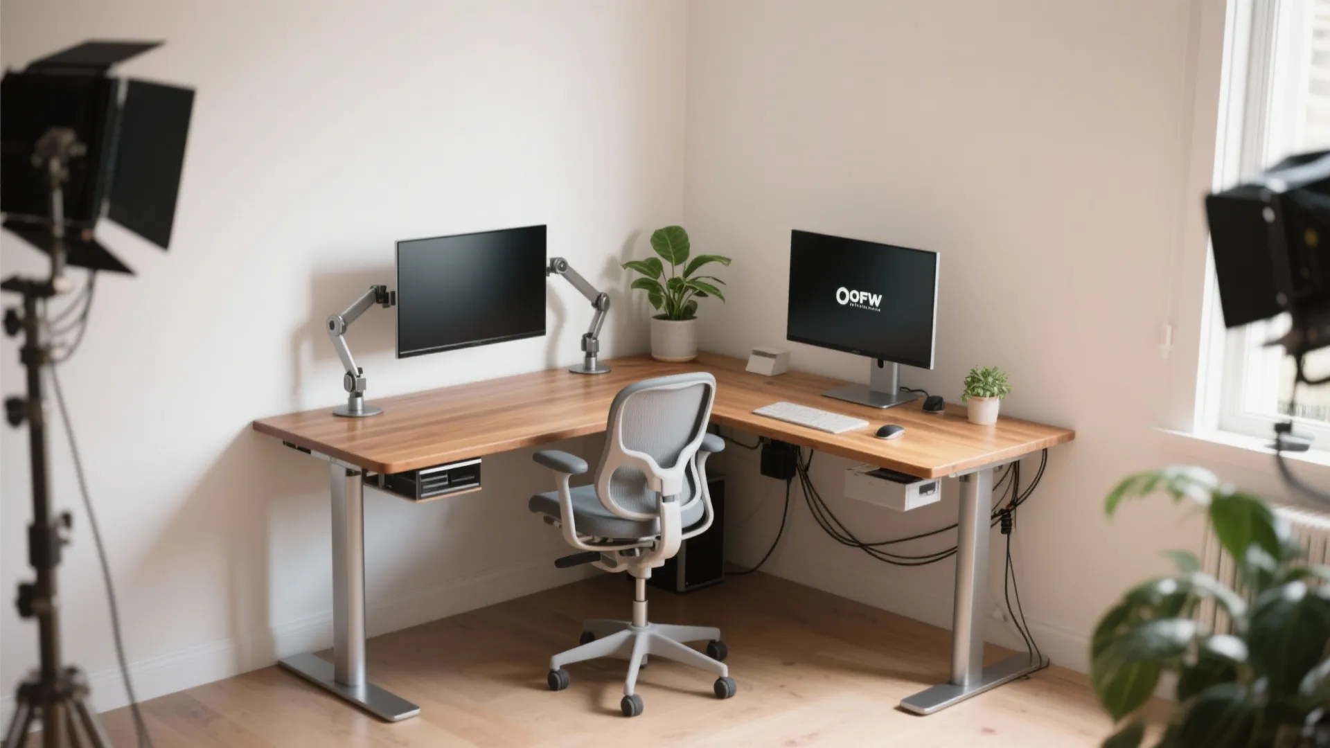 2. Corner L-shaped adjustable desk