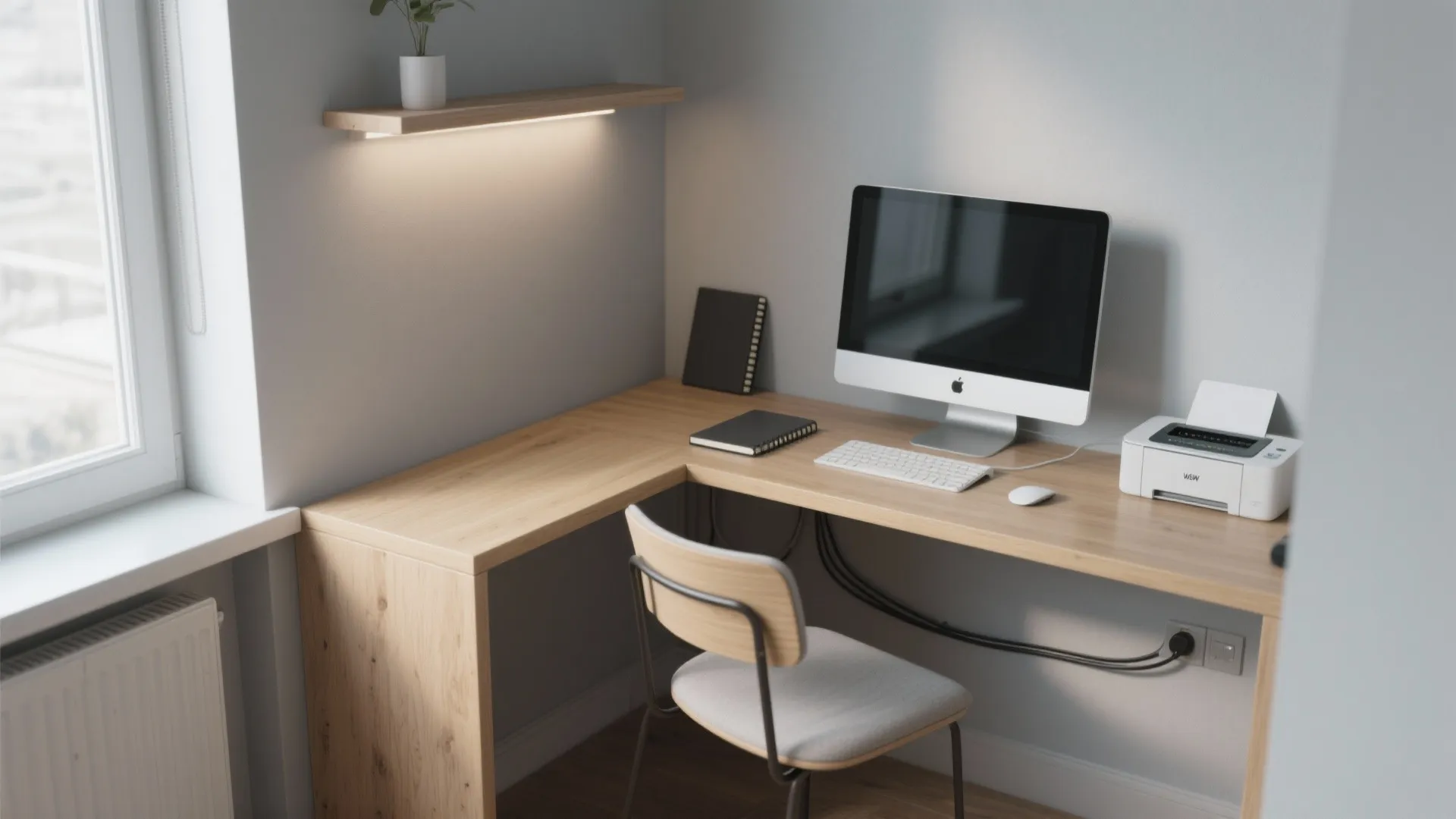 2. Narrow corner L-desk