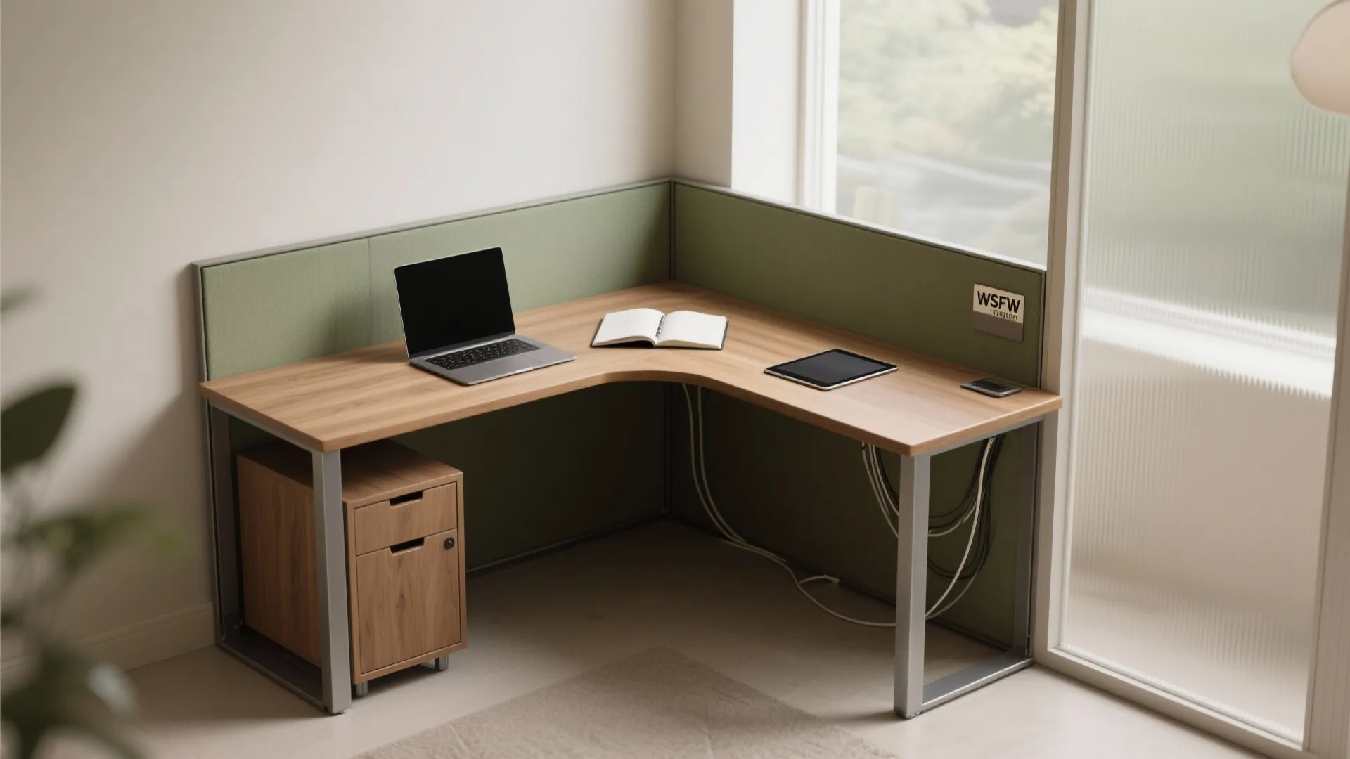 Corner Workstation with an L-Shaped Surface