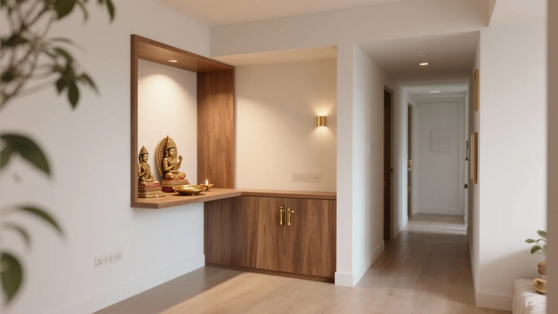 Corner or L-Shaped Mandir to Maximize Circulation