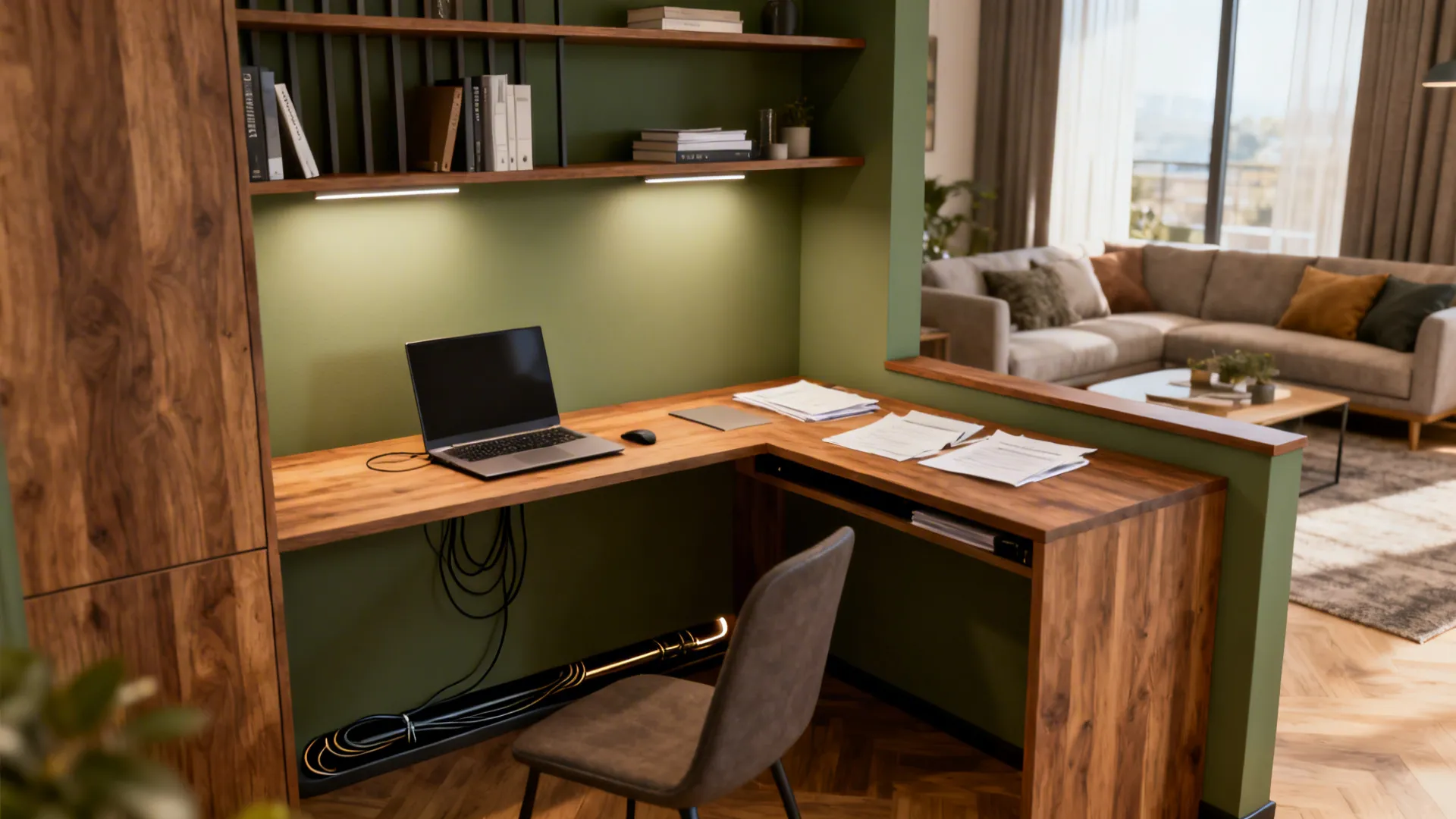 4. Corner L-Shaped Micro Office