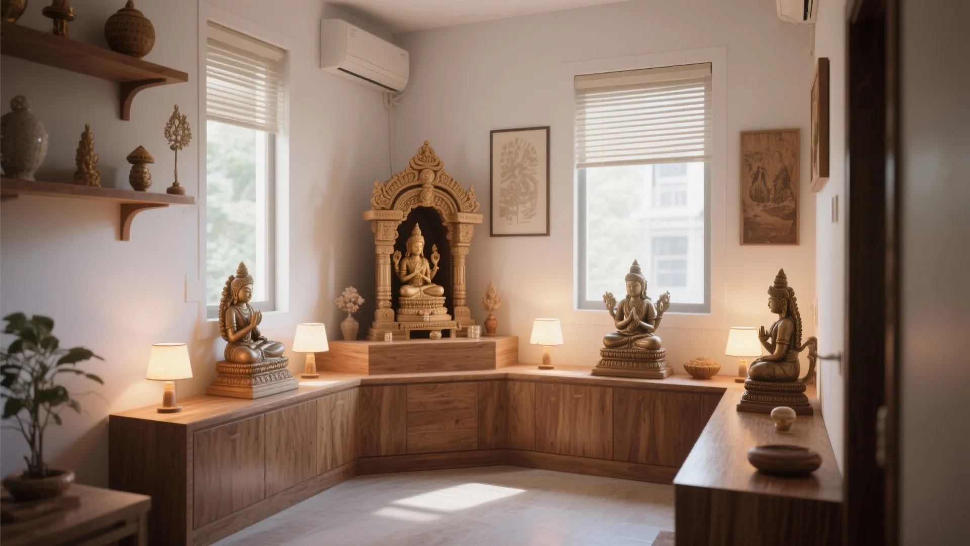 Corner Temple with L-shaped Layout