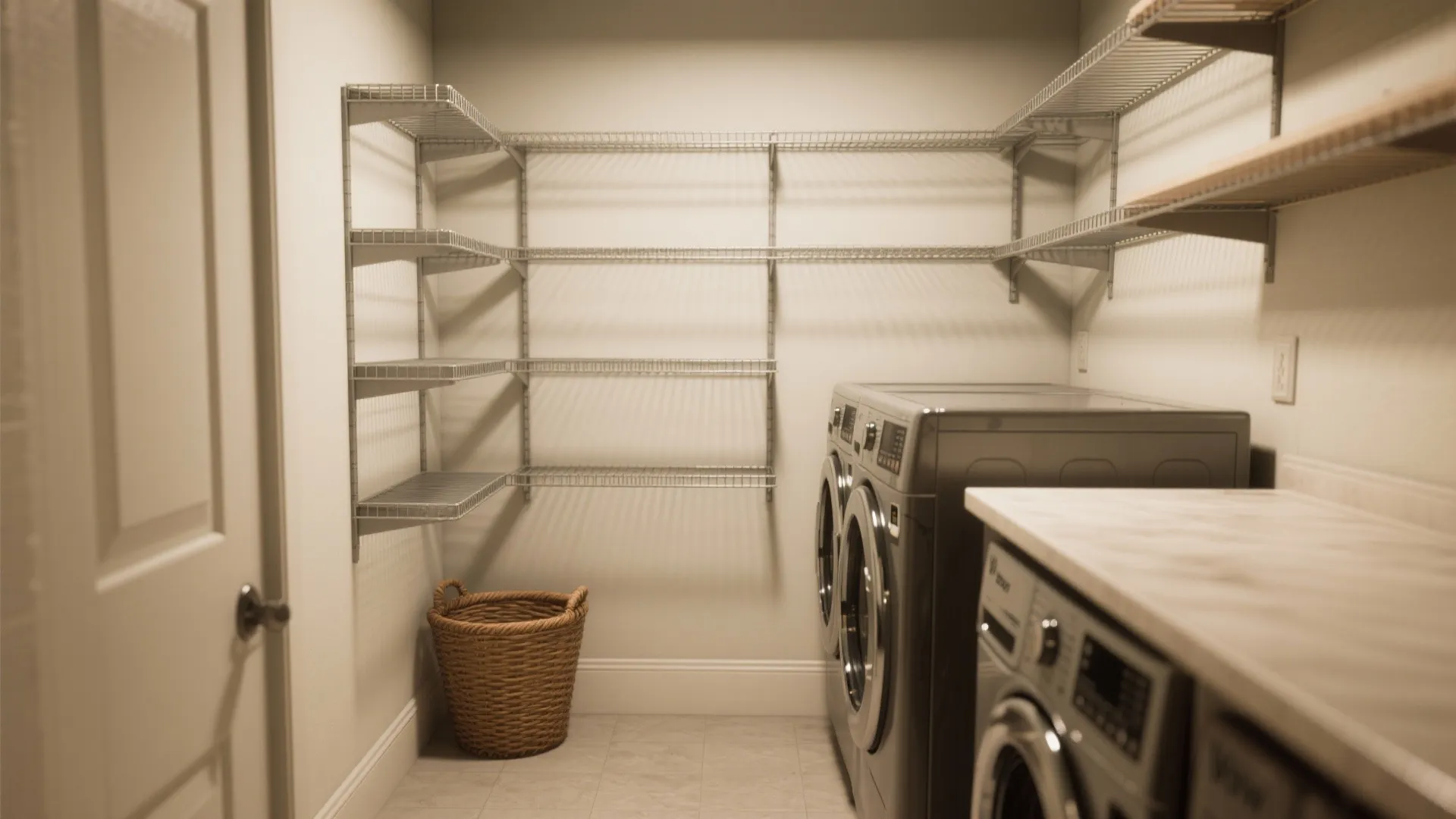 Corner Wire Shelving with L Shaped Layout