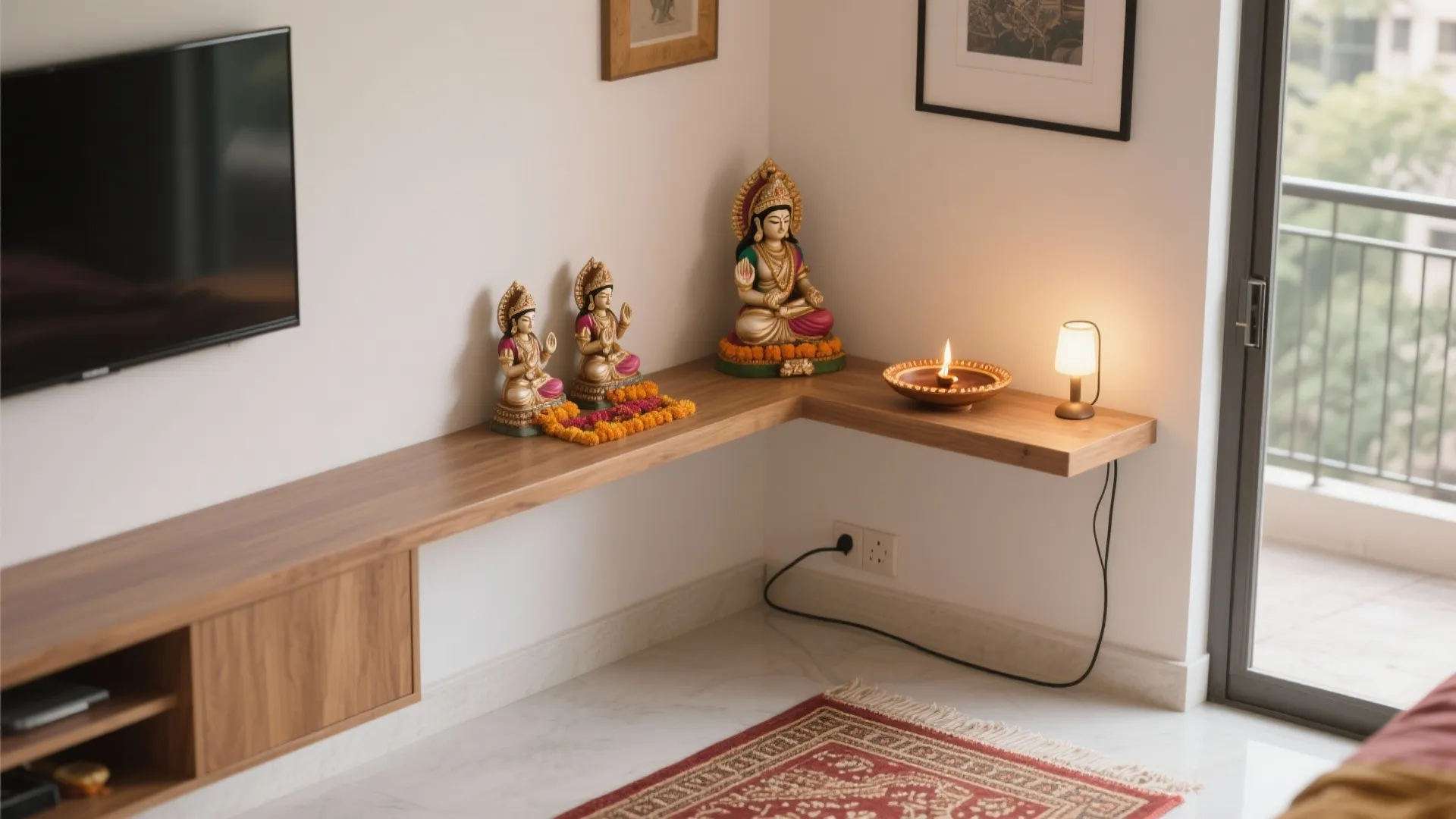 Corner Nook With L-Shaped Shelves