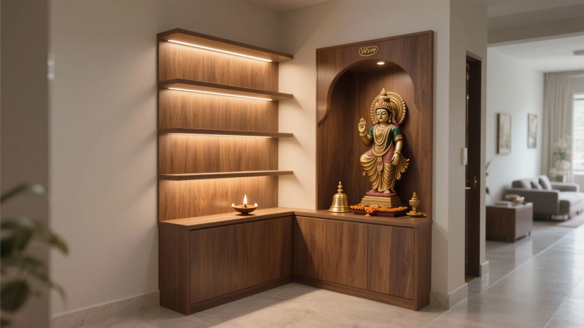 Compact Corner Unit with L-Shaped Base