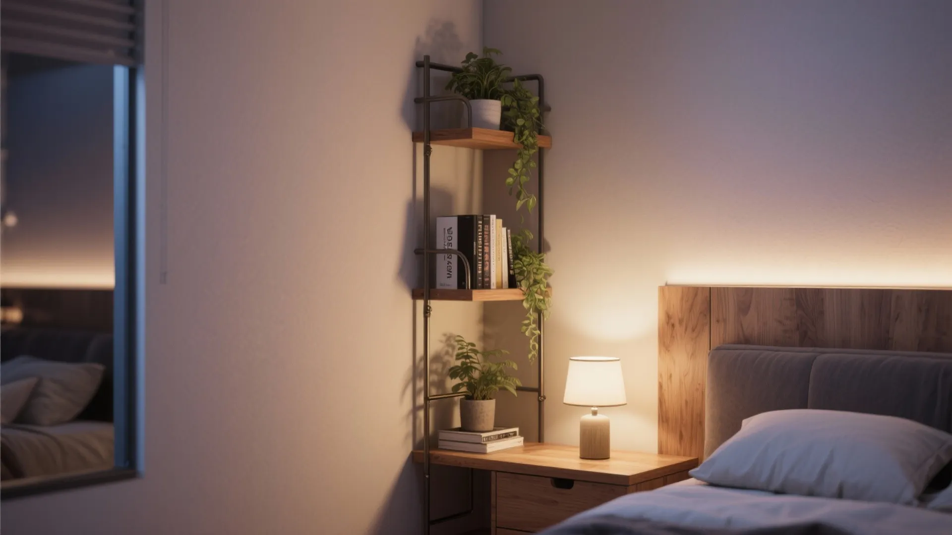 3. Corner ladder shelves for tight footprints