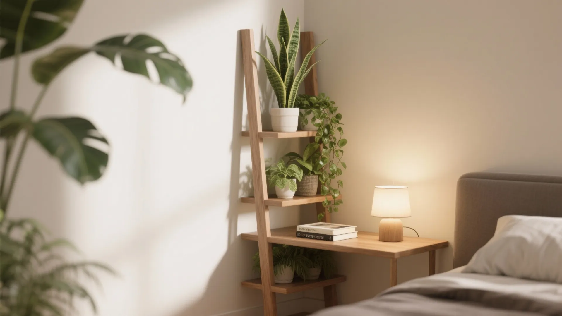 3. Build a corner ladder or tiered shelf