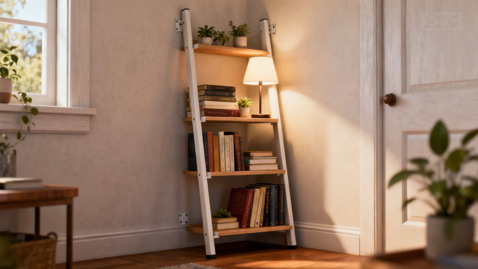 3: Corner ladder shelves