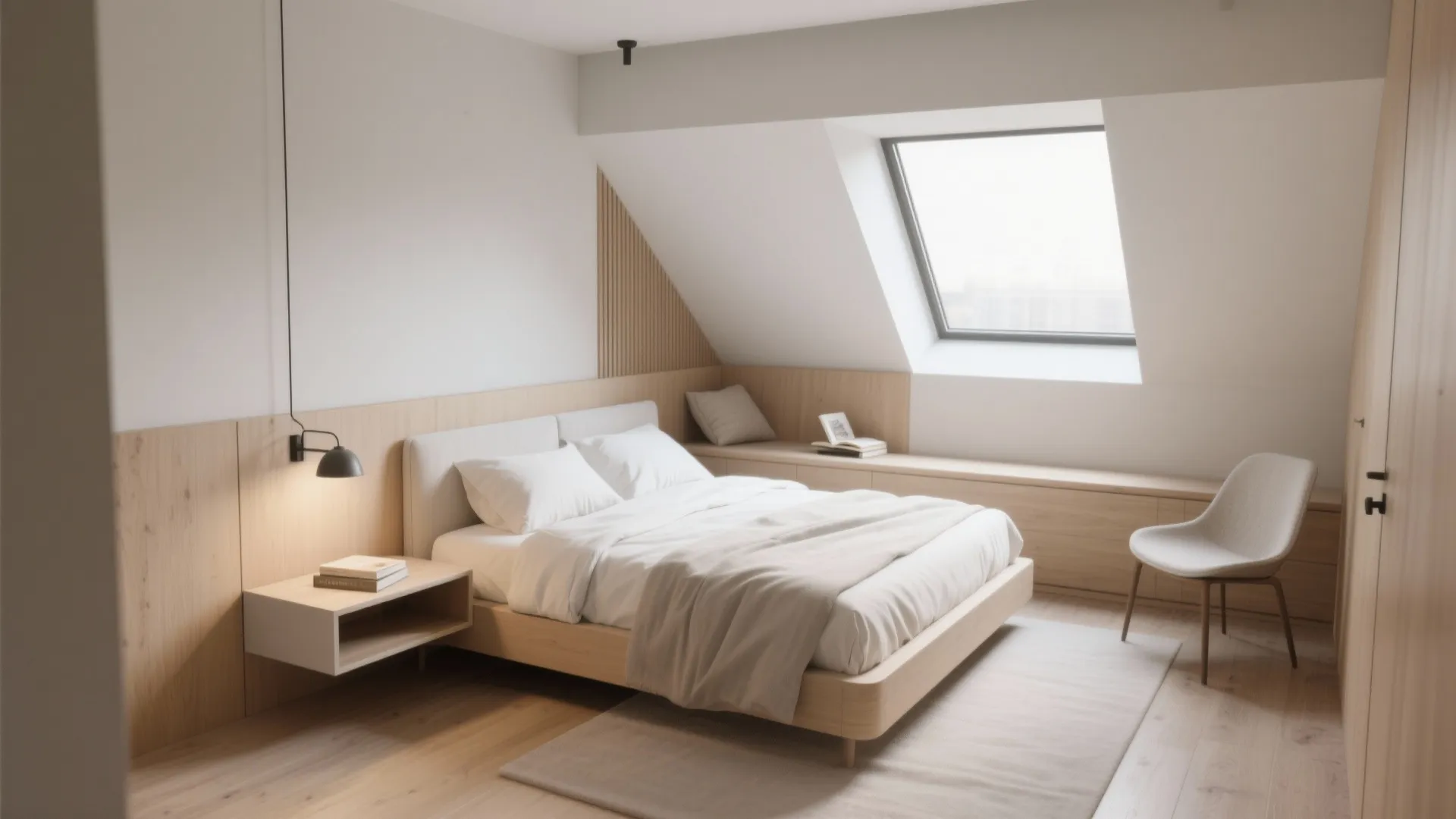 5. Corner-focused Layout with Floating Nightstand