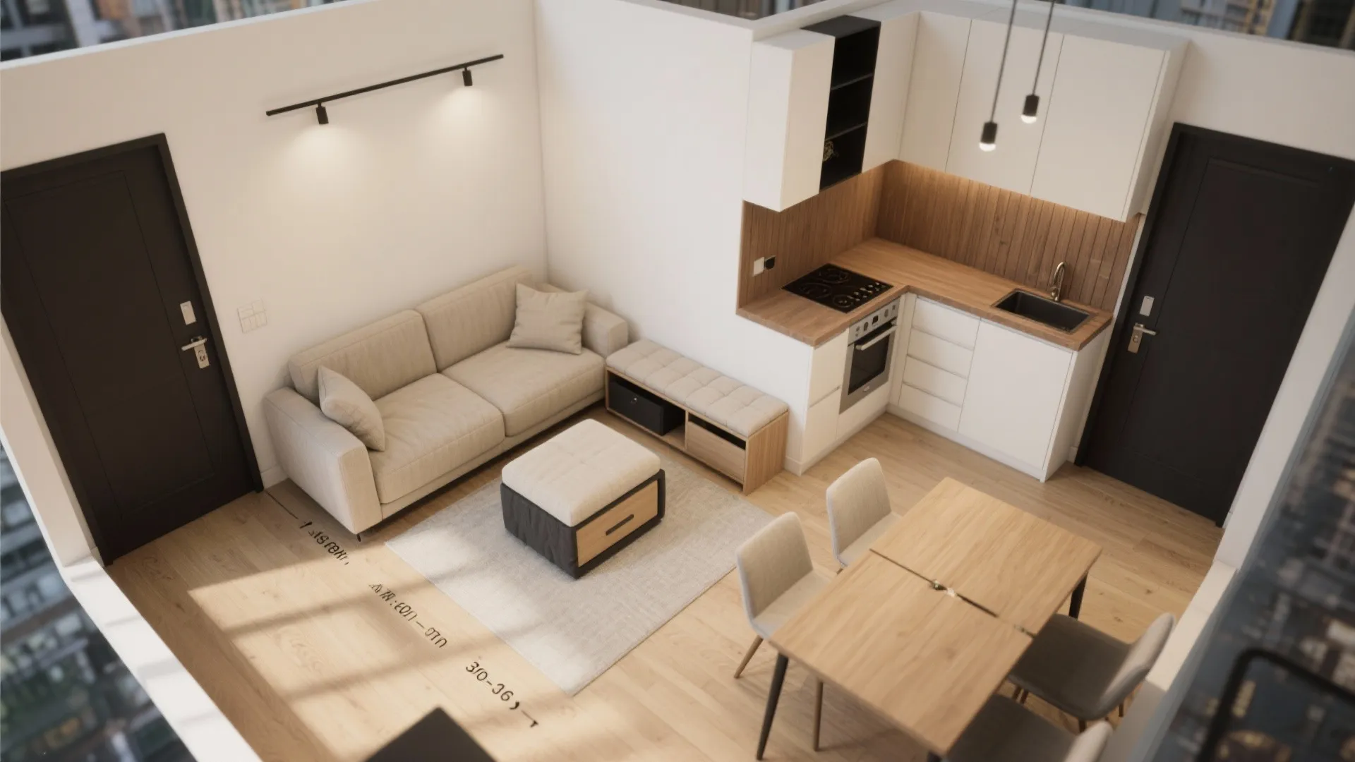 Corner-first layouts and multifunction workhorses