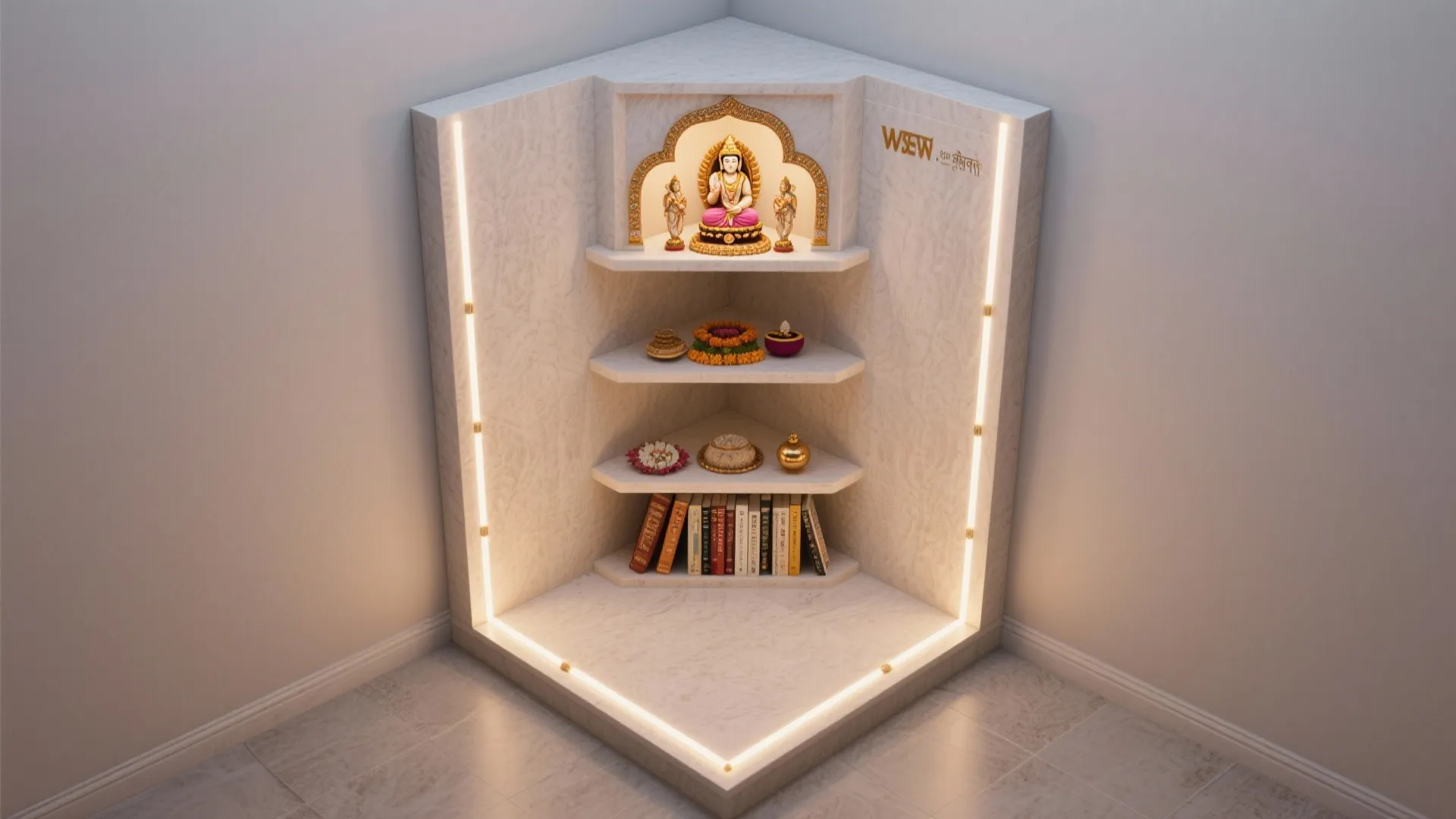 2) Corner Pooja Unit With Tiered Shelves