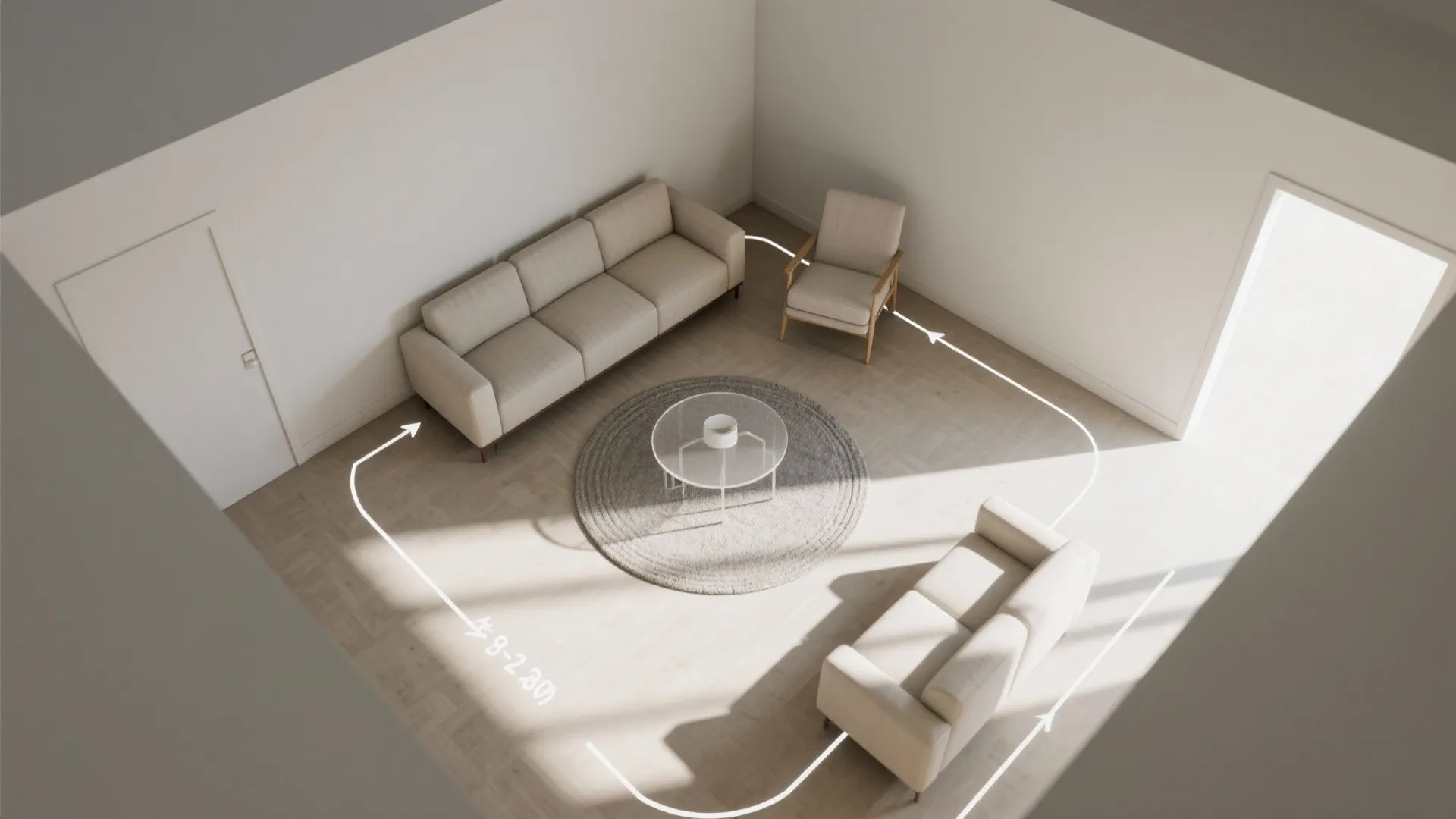 Corner‑first layouts using loveseats and armless chairs