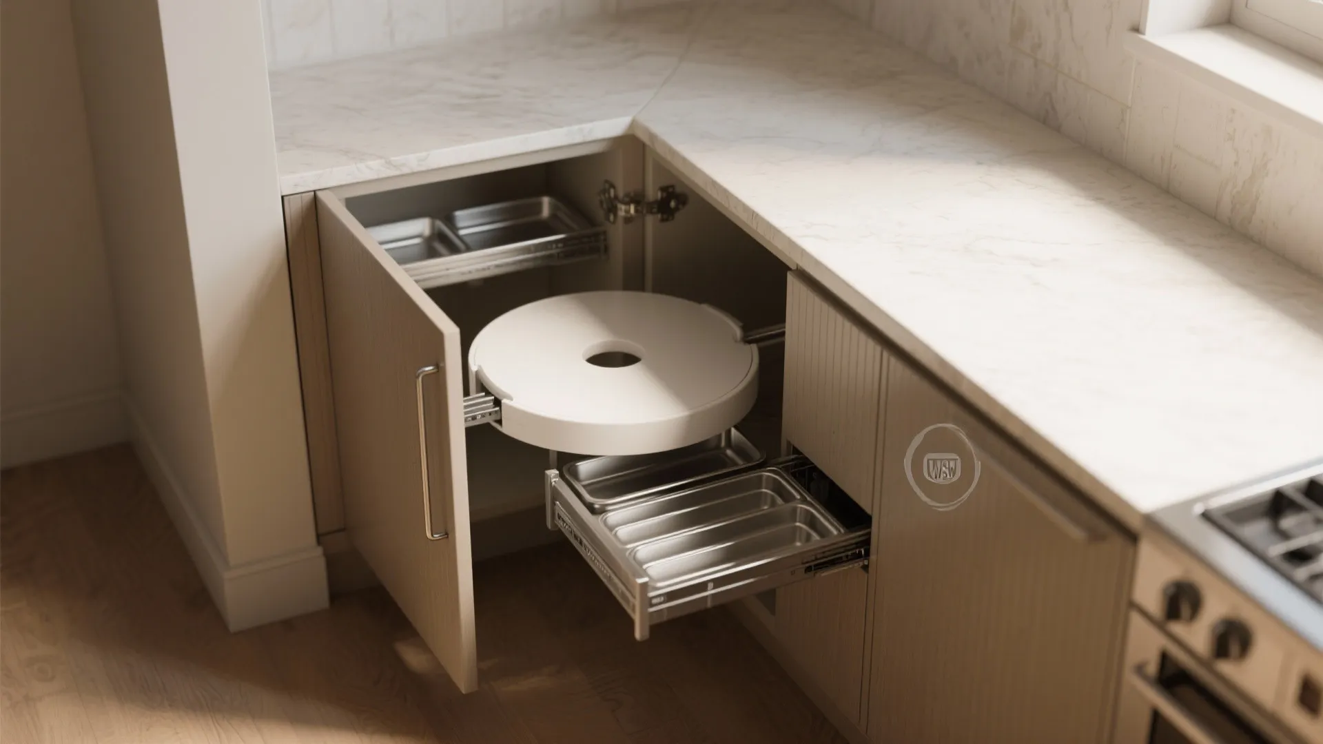 3. Corner skinny cabinet with rotating storage